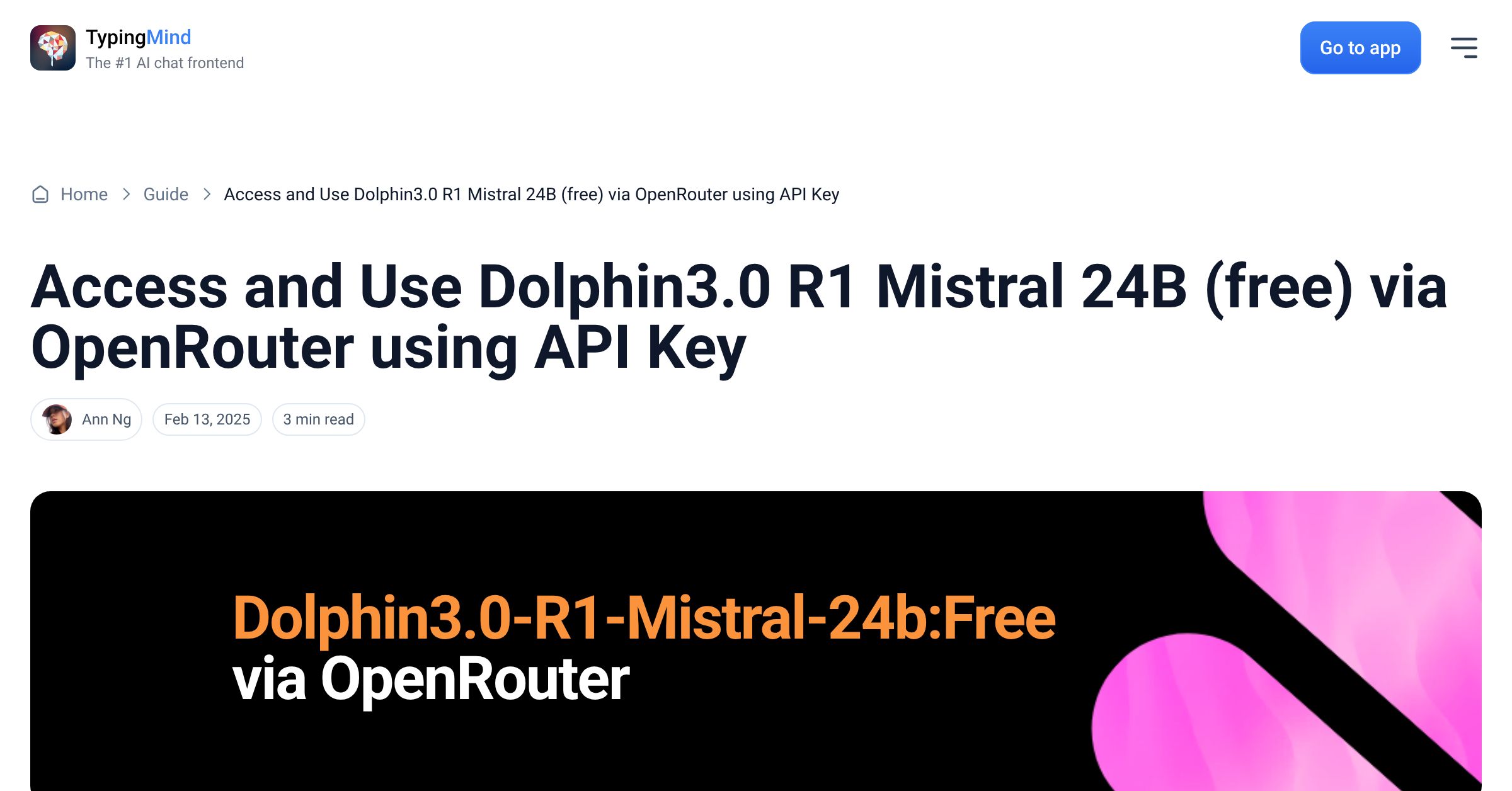 Cover image for Access Dolphin3.0 R1 Mistral 24B (free) via OpenRouter