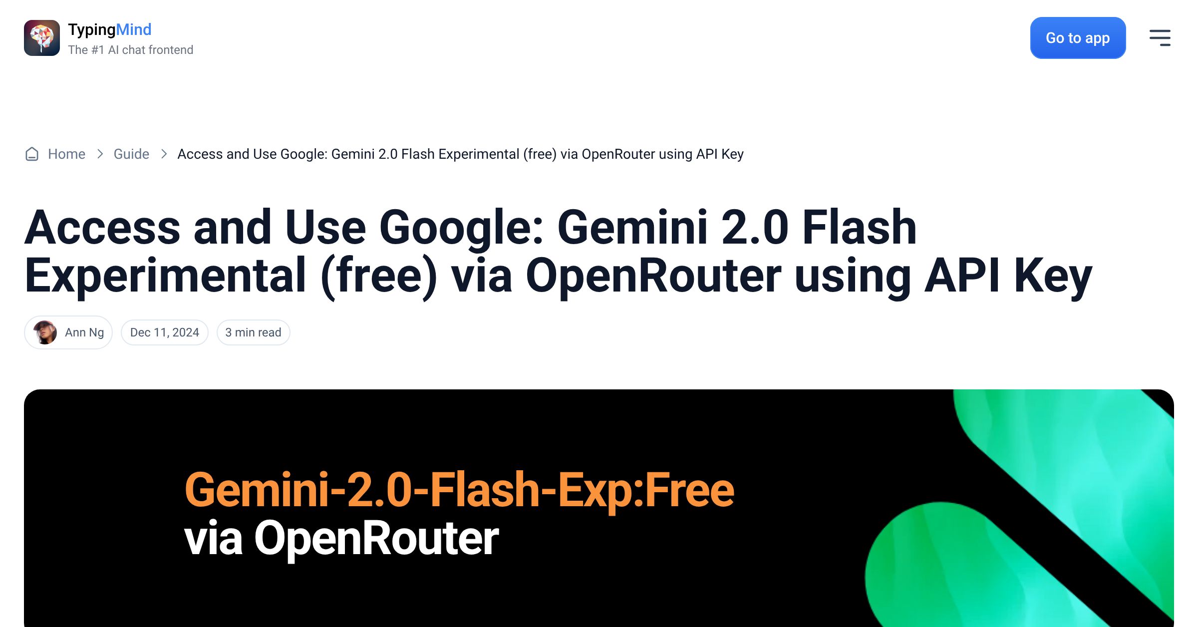 Cover image for Access Google: Gemini 2.0 Flash Experimental (free) via OpenRouter
