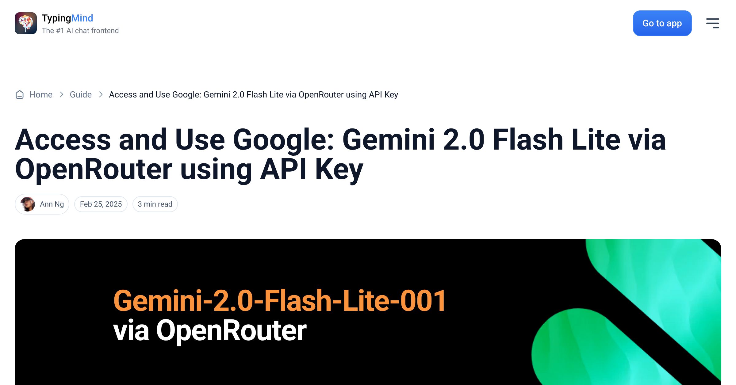 Cover image for Access Google: Gemini 2.0 Flash Lite via OpenRouter