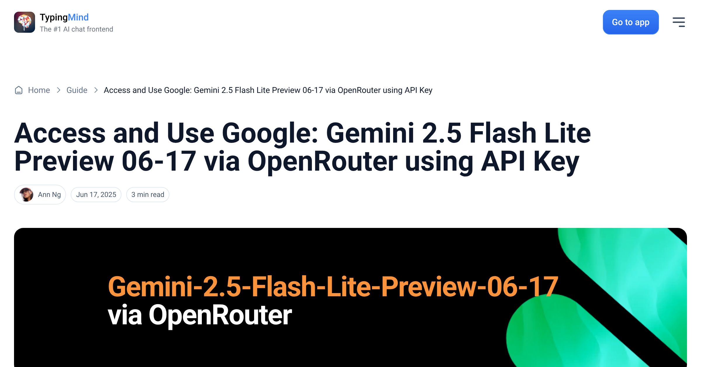 Cover image for Access Google: Gemini 2.5 Flash Lite Preview 06-17 via OpenRouter