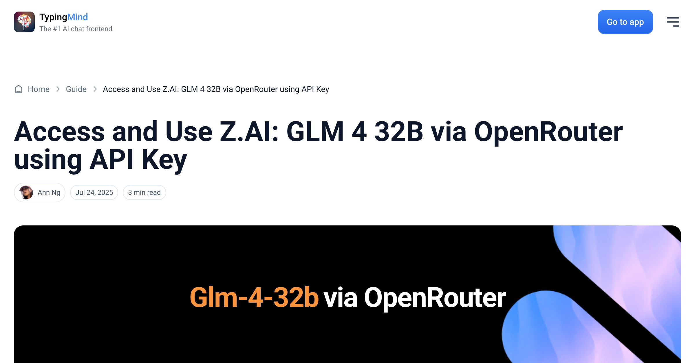Cover image for Access Z.AI: GLM 4 32B  via OpenRouter