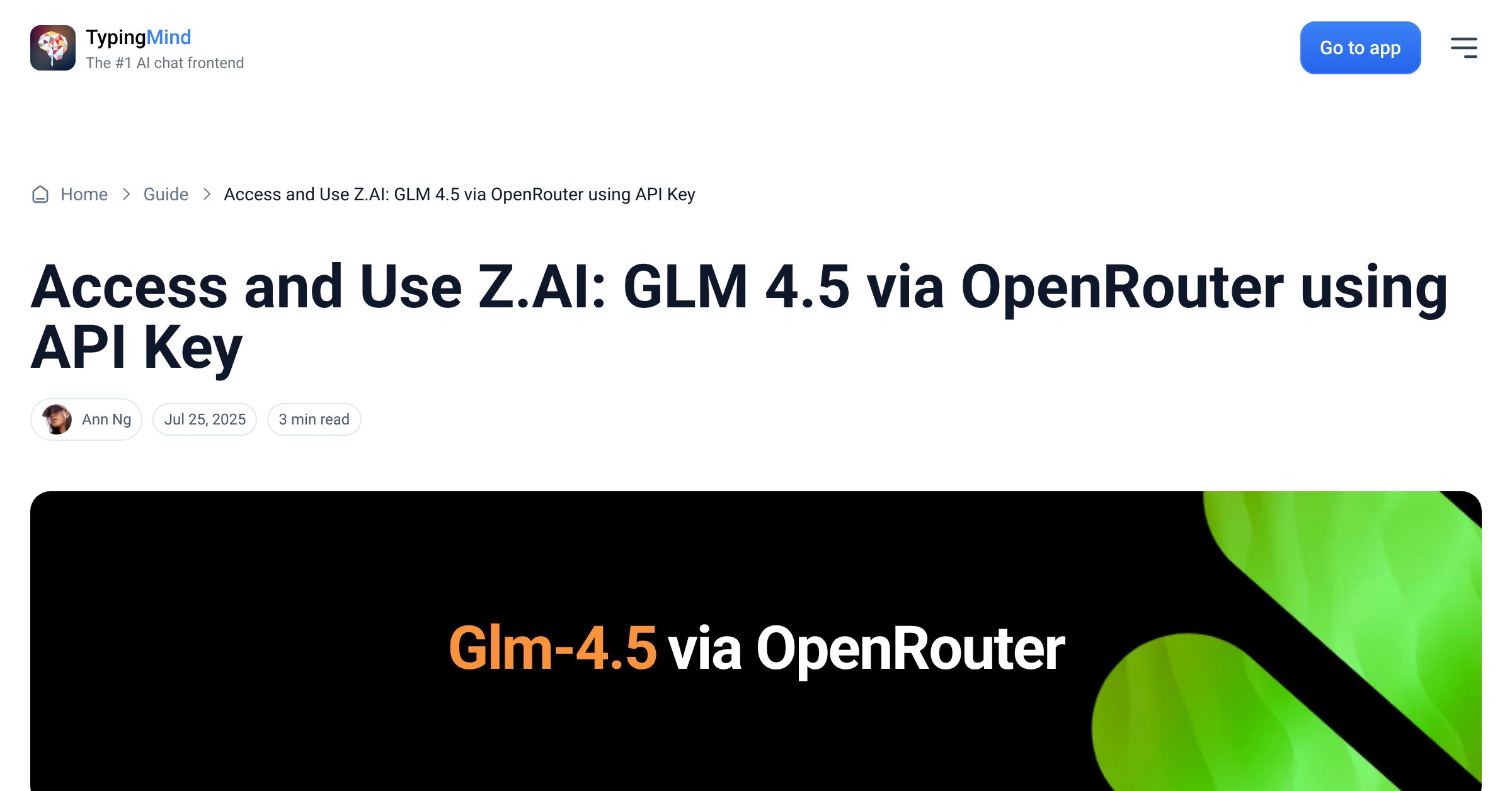 Cover image for Access Z.AI: GLM 4.5 via OpenRouter