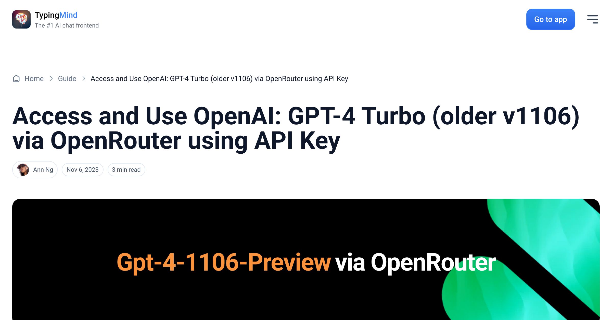 Cover image for Access OpenAI: GPT-4 Turbo (older v1106) via OpenRouter