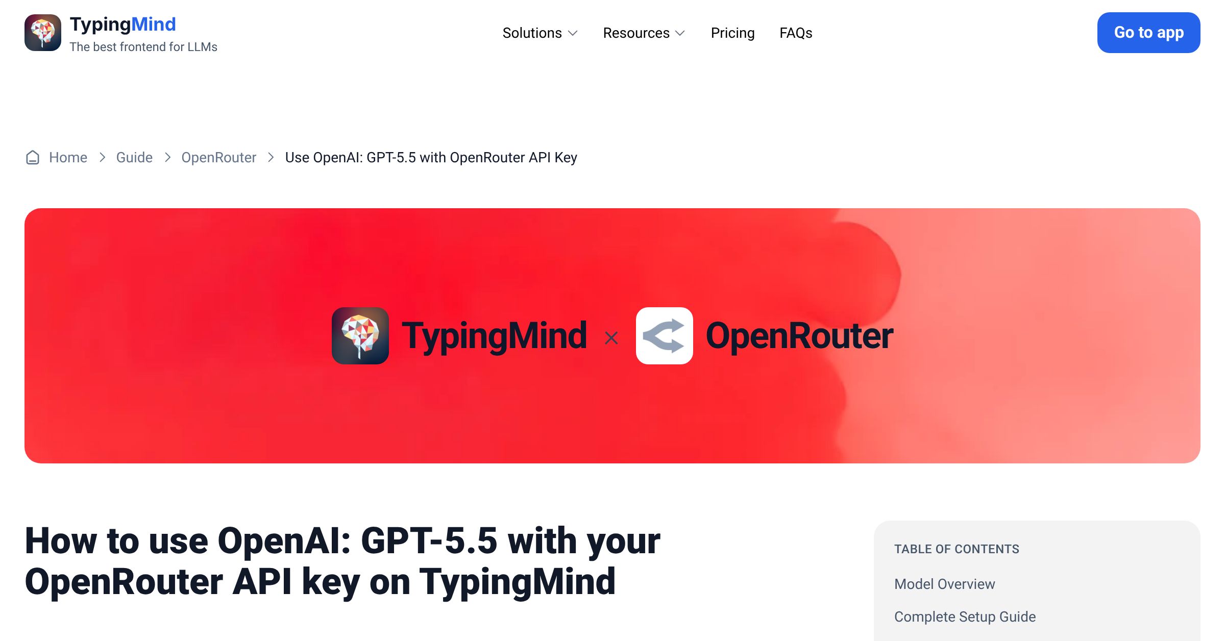 Access and Use OpenAI: GPT-5.5 via OpenRouter using API Key | TypingMind