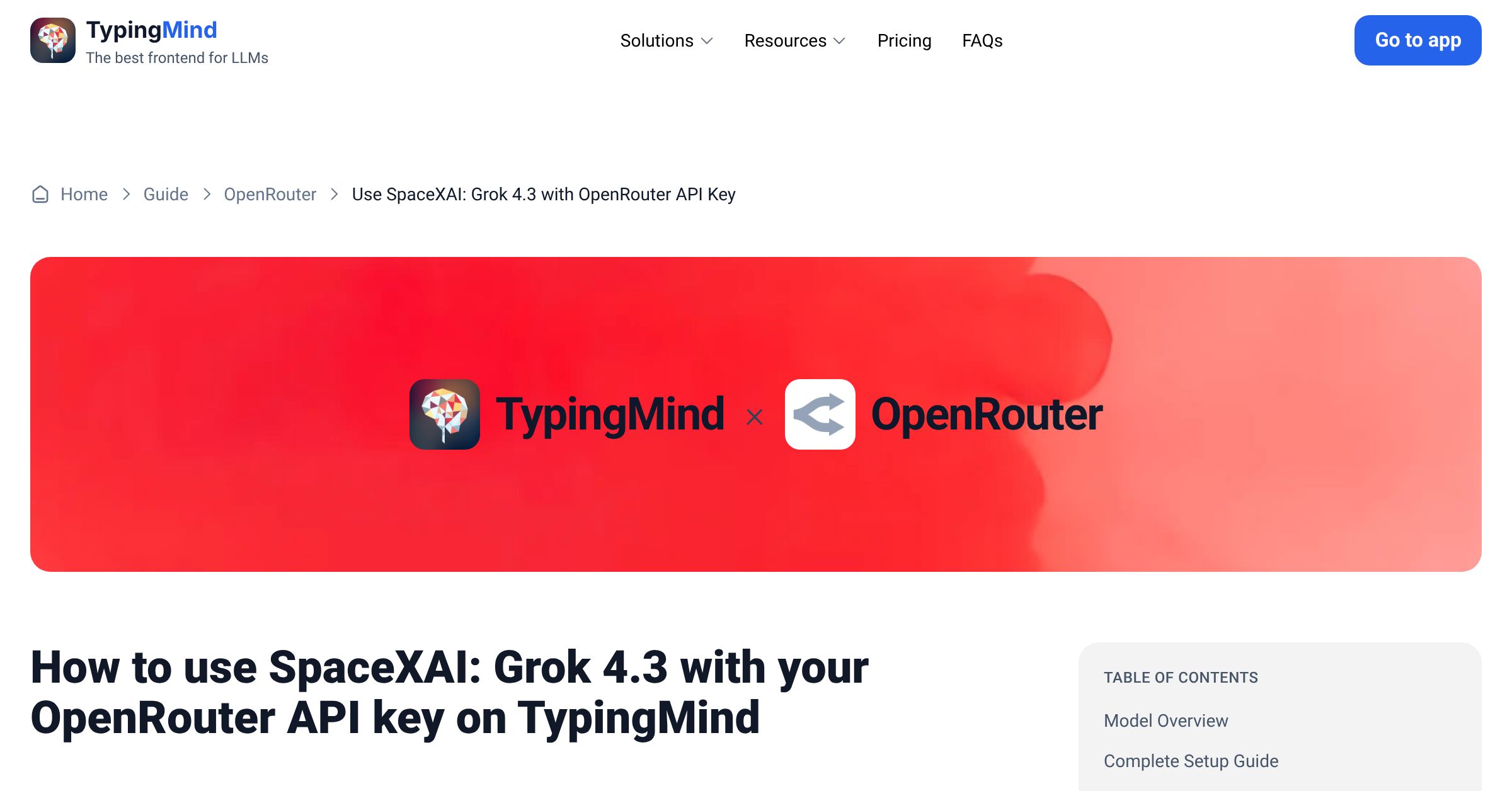 Access and Use xAI: Grok 4.3 via OpenRouter using API Key | TypingMind