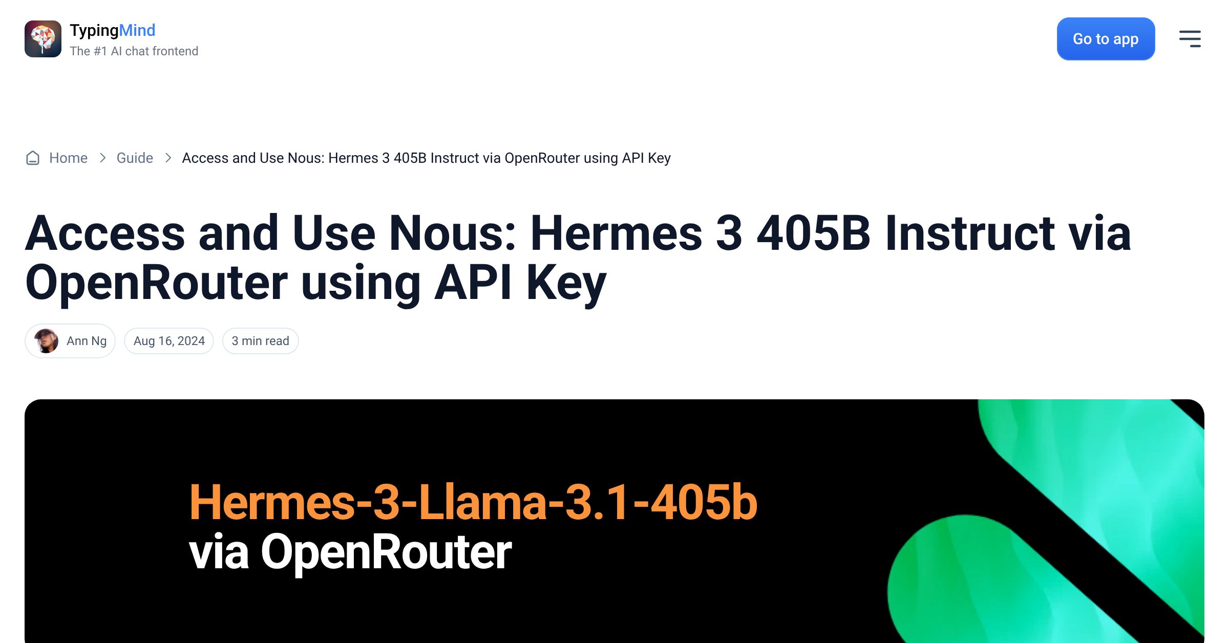Cover image for Access Nous: Hermes 3 405B Instruct via OpenRouter