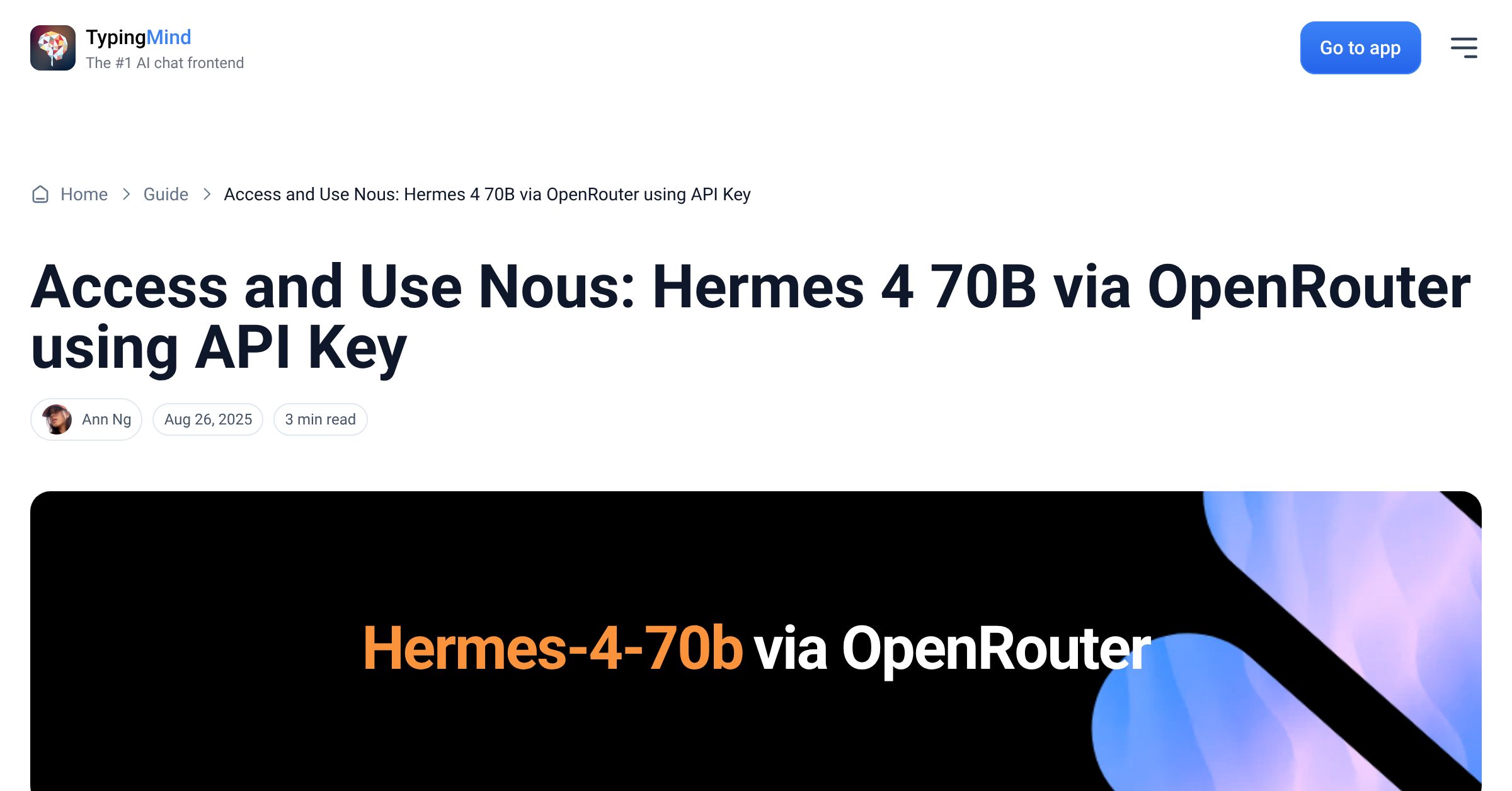 Cover image for Access Nous: Hermes 4 70B via OpenRouter