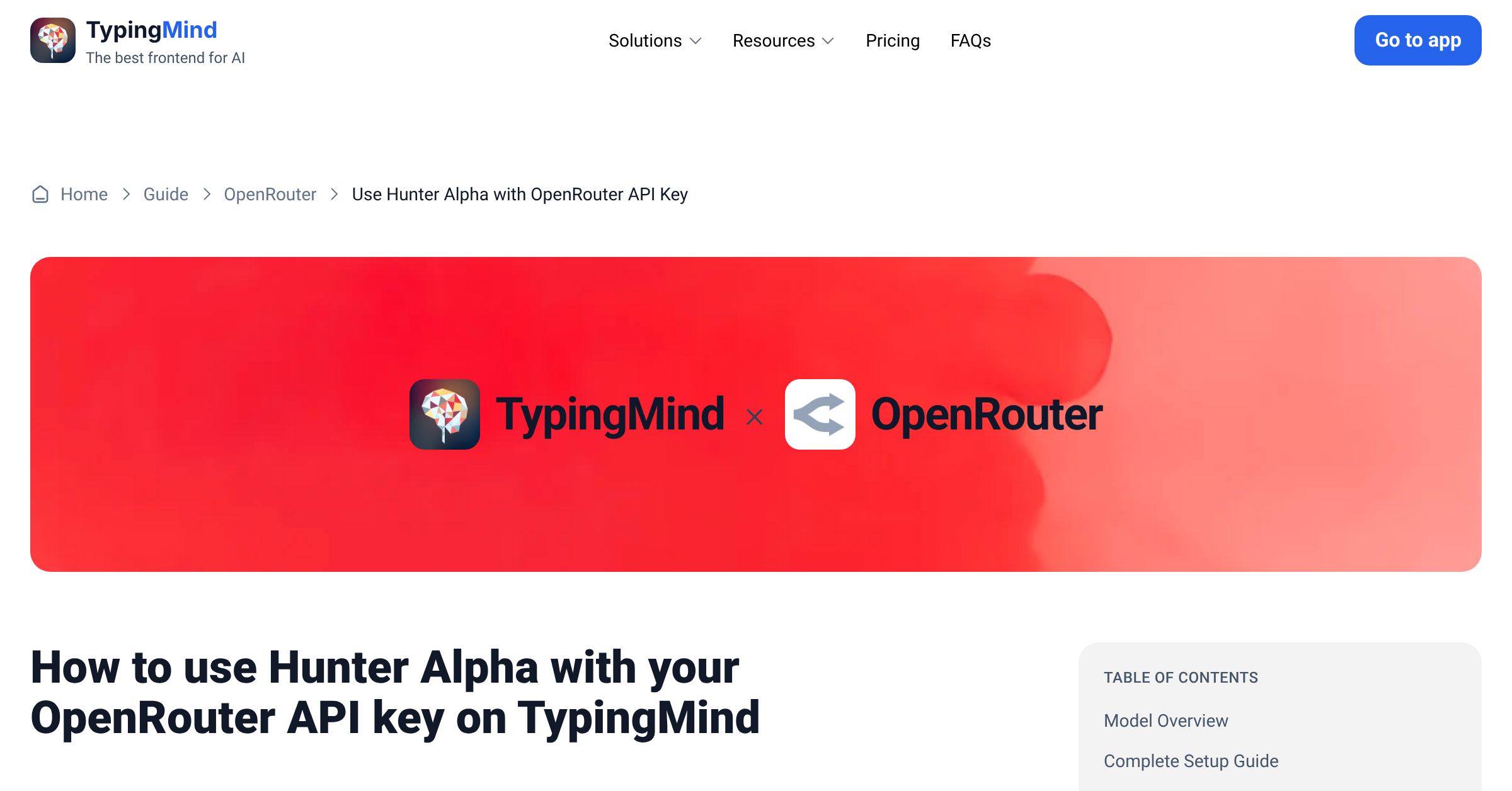 Access and Use Hunter Alpha via OpenRouter using API Key | TypingMind