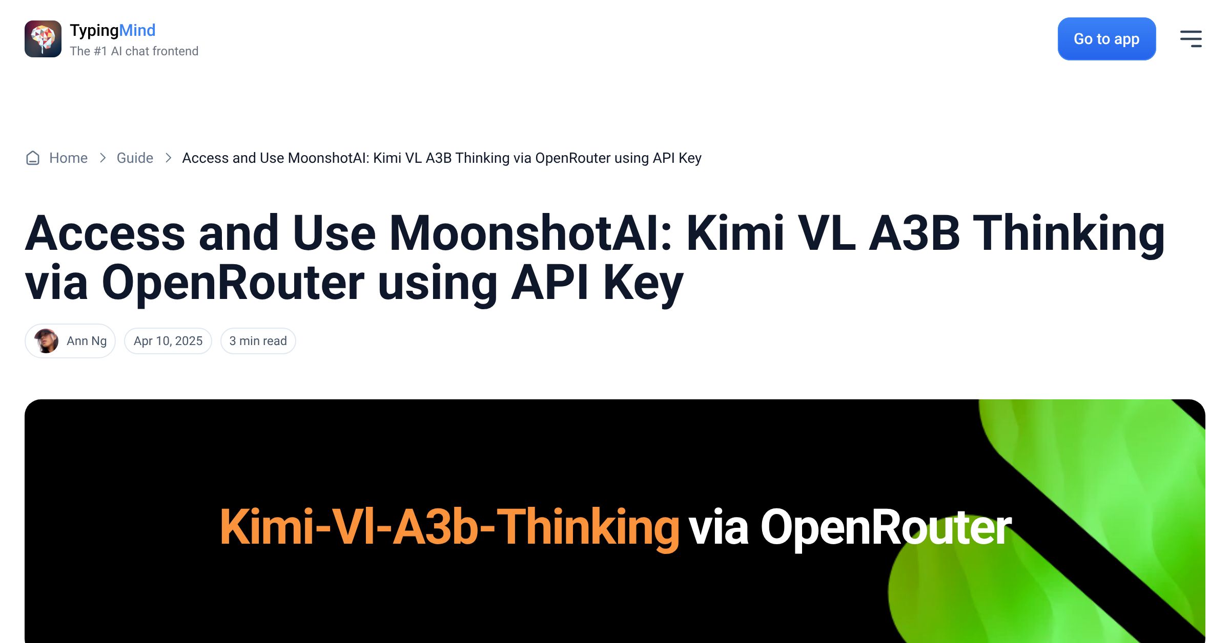 Cover image for Access MoonshotAI: Kimi VL A3B Thinking via OpenRouter