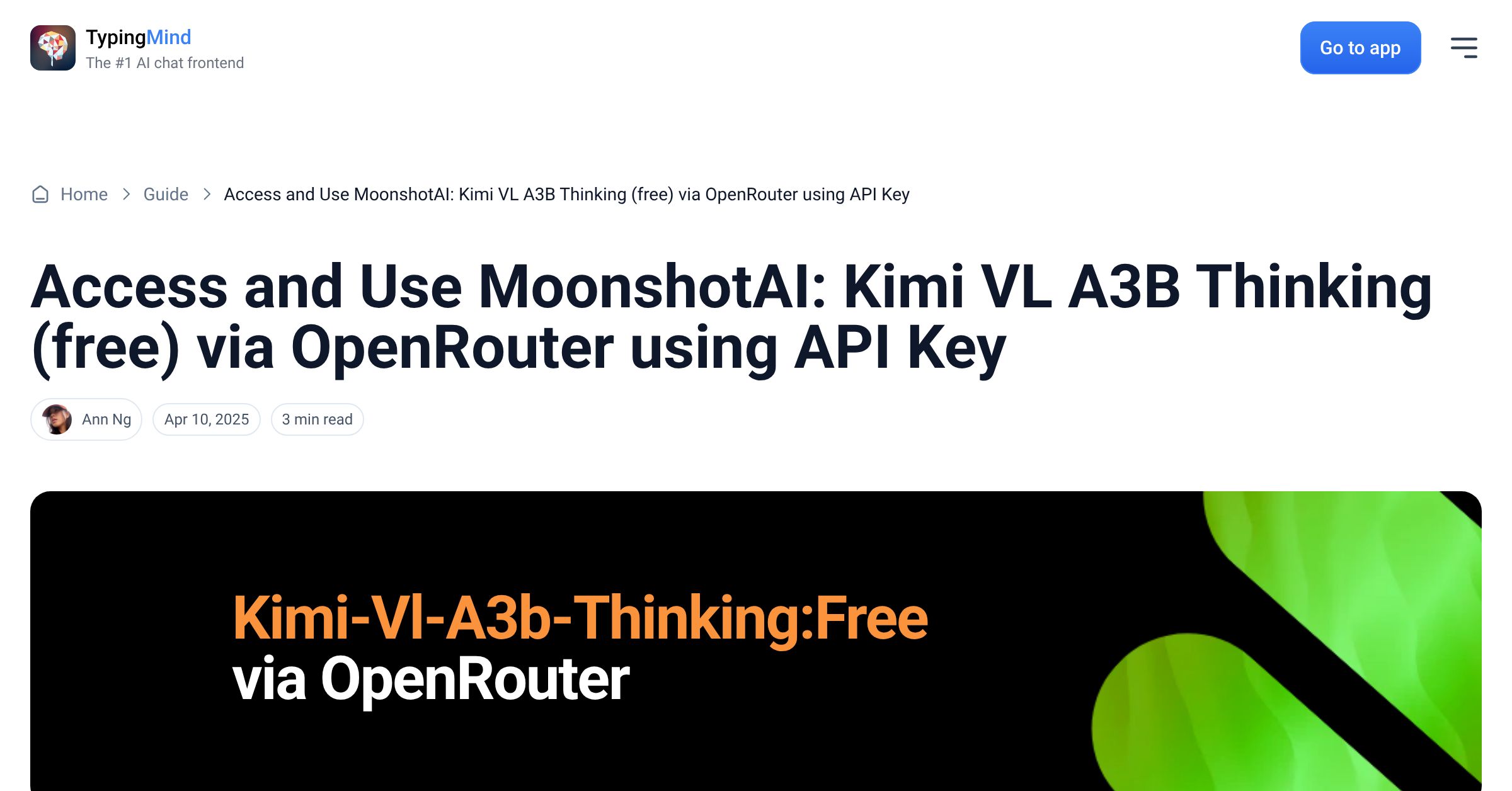 Cover image for Access MoonshotAI: Kimi VL A3B Thinking (free) via OpenRouter
