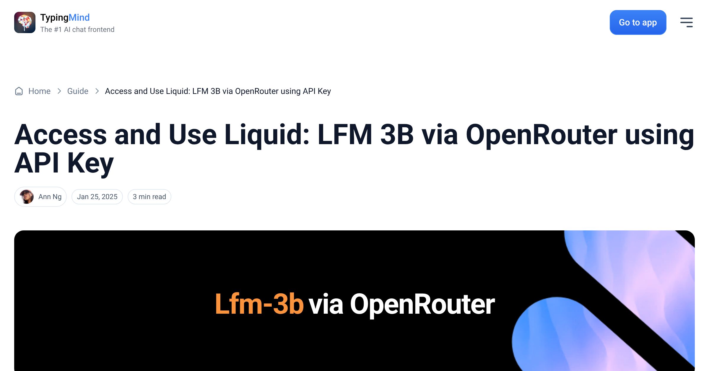 Cover image for Access Liquid: LFM 3B via OpenRouter