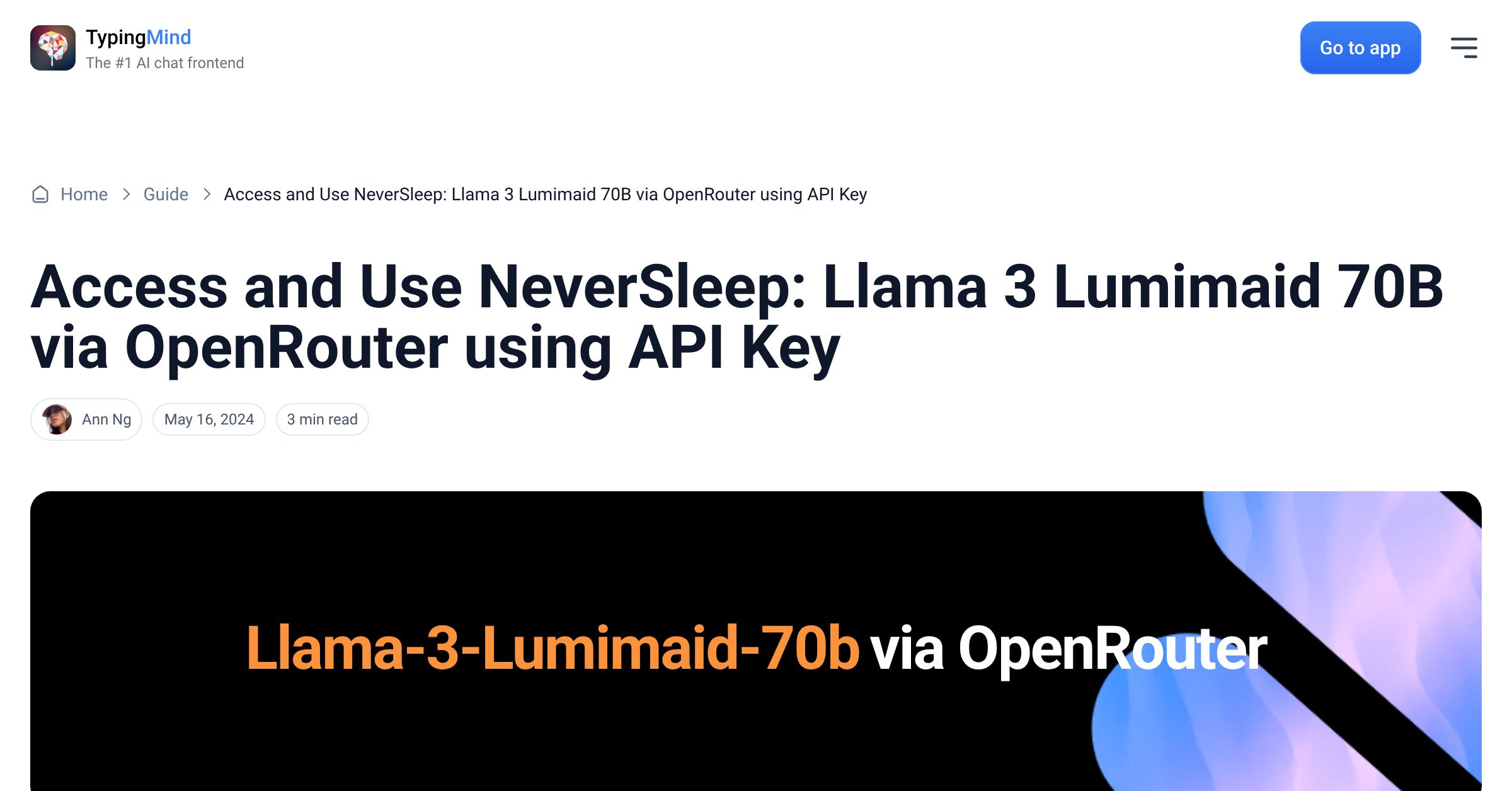 Cover image for Access NeverSleep: Llama 3 Lumimaid 70B via OpenRouter