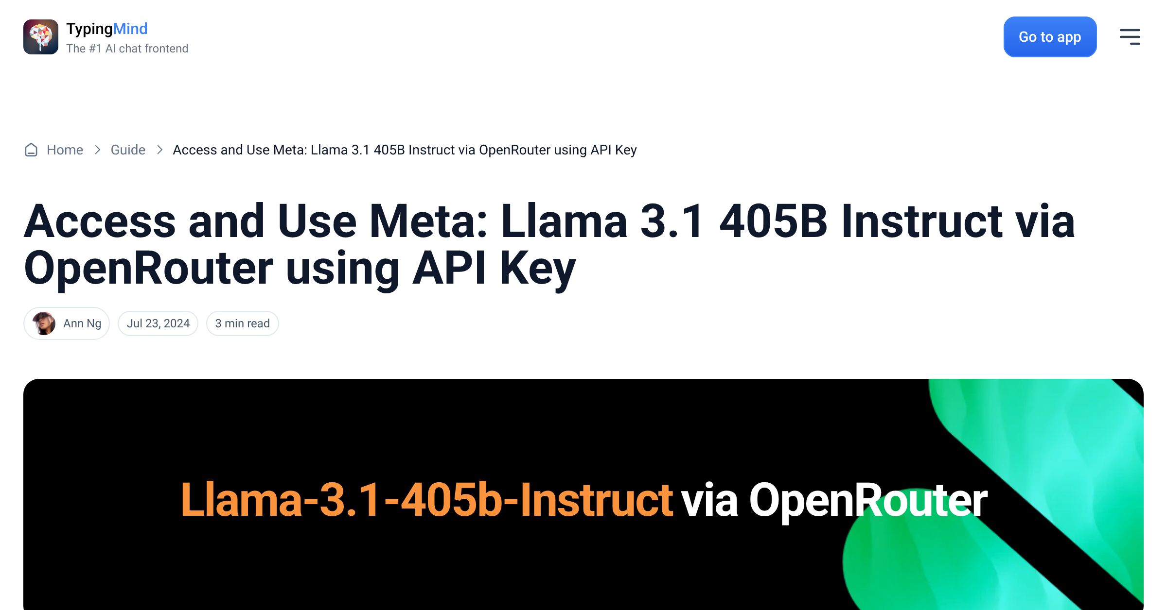 Cover image for Access Meta: Llama 3.1 405B Instruct via OpenRouter