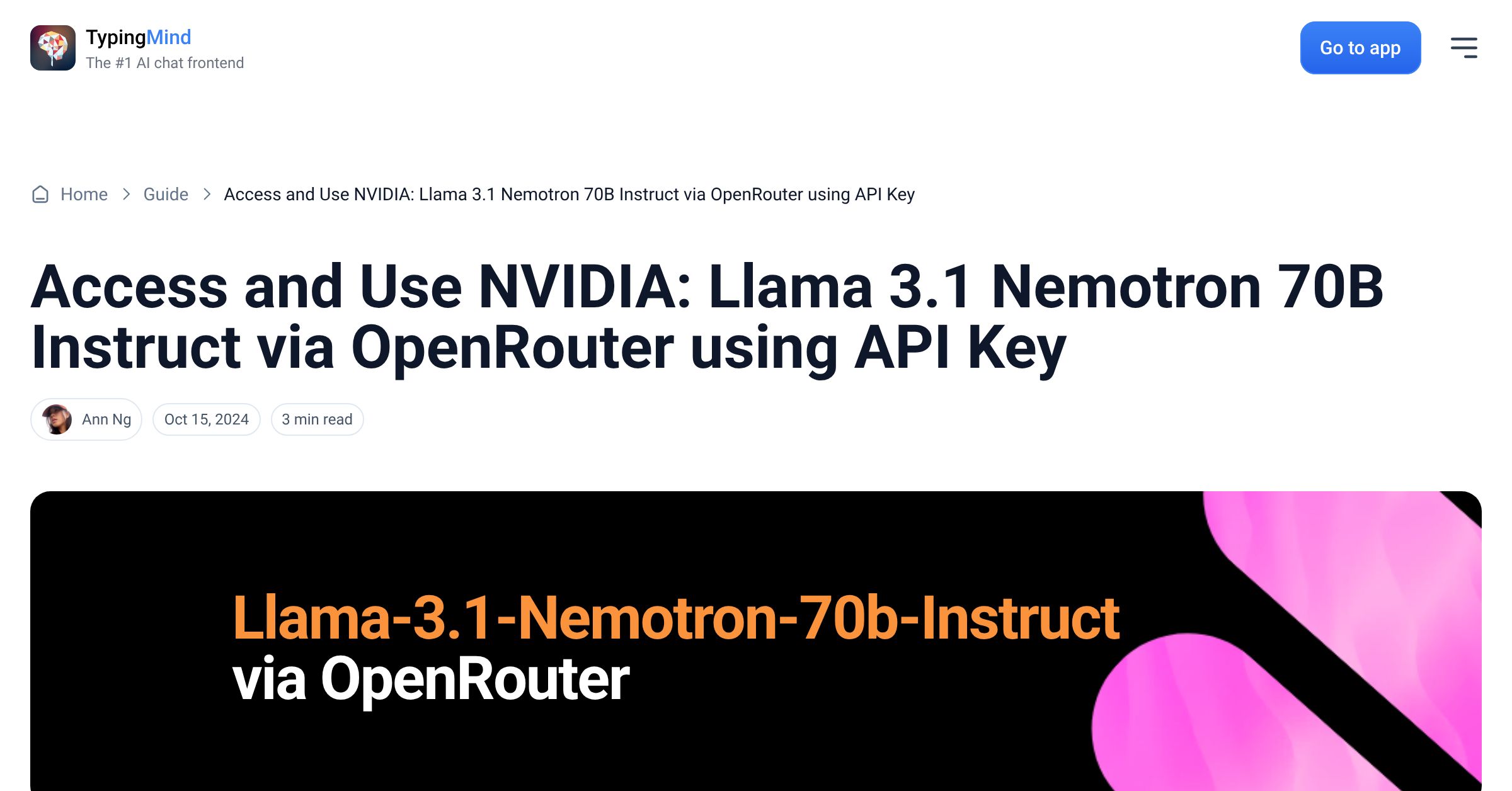 Cover image for Access NVIDIA: Llama 3.1 Nemotron 70B Instruct via OpenRouter