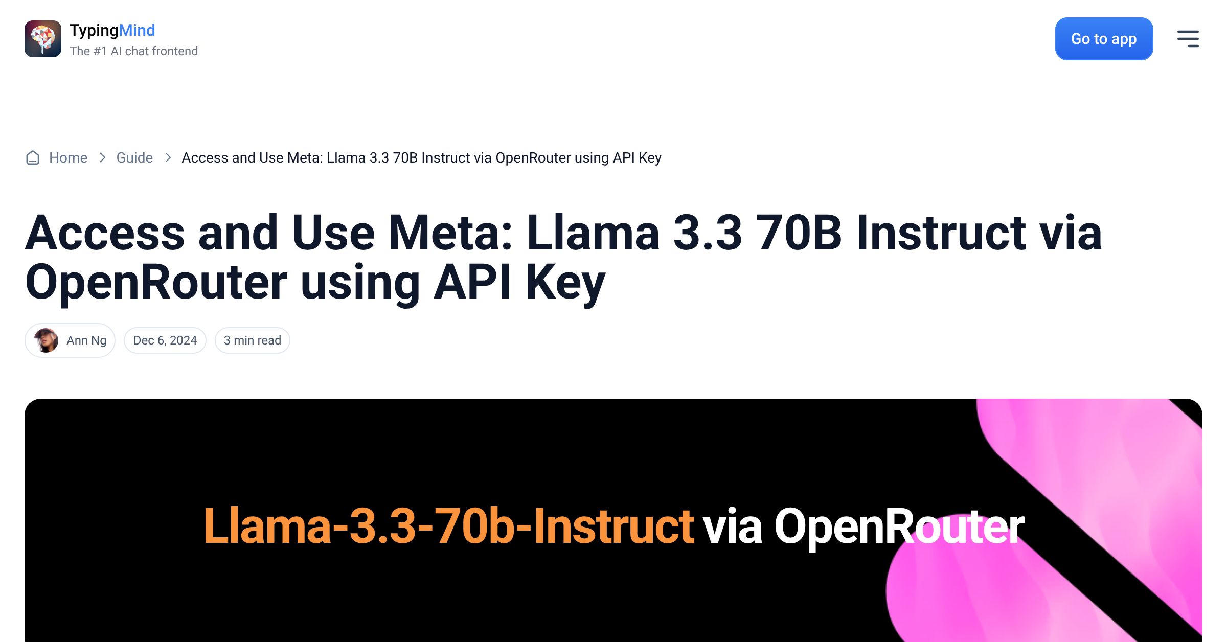 Cover image for Access Meta: Llama 3.3 70B Instruct via OpenRouter