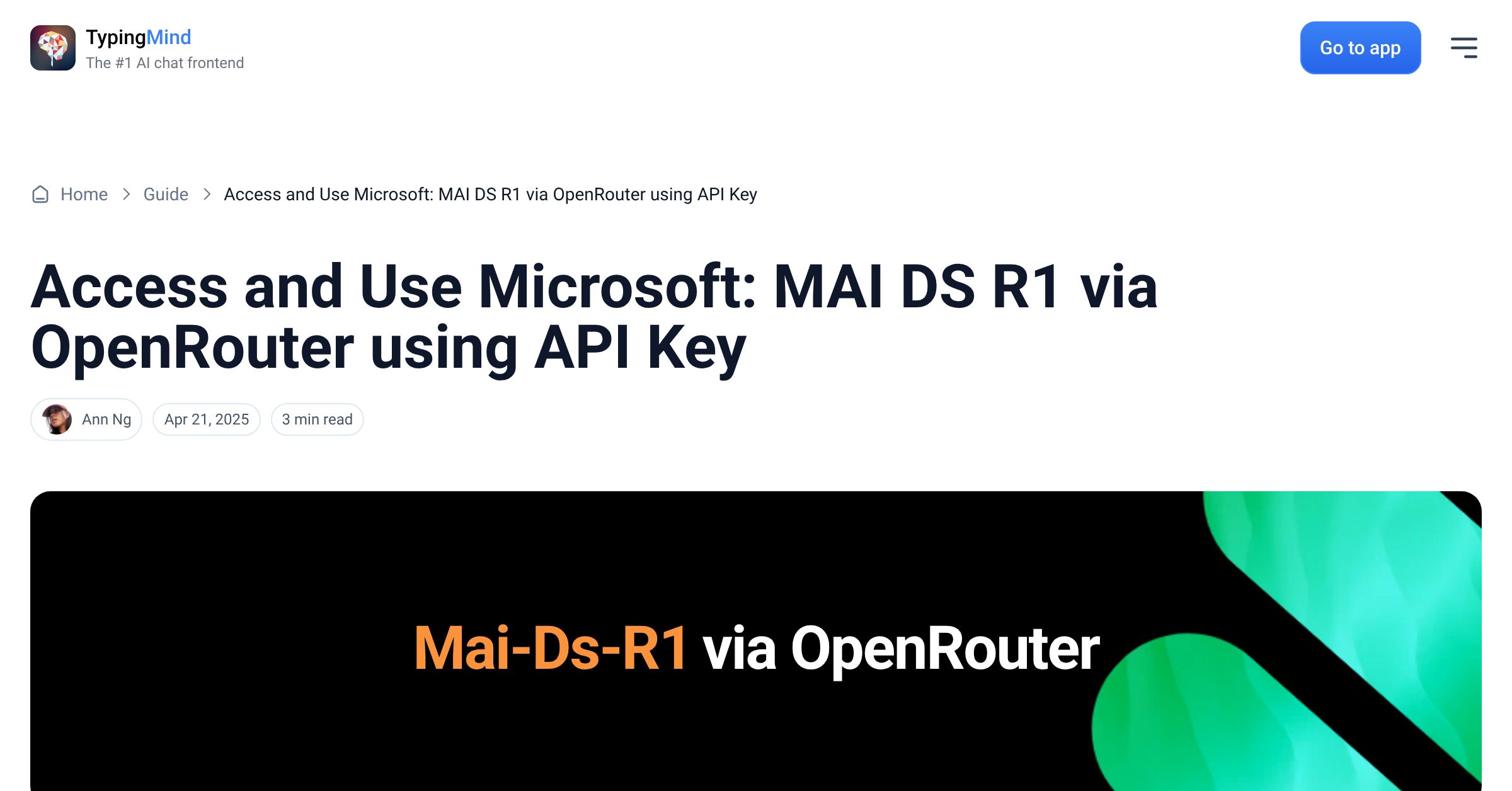 Cover image for Access Microsoft: MAI DS R1 via OpenRouter