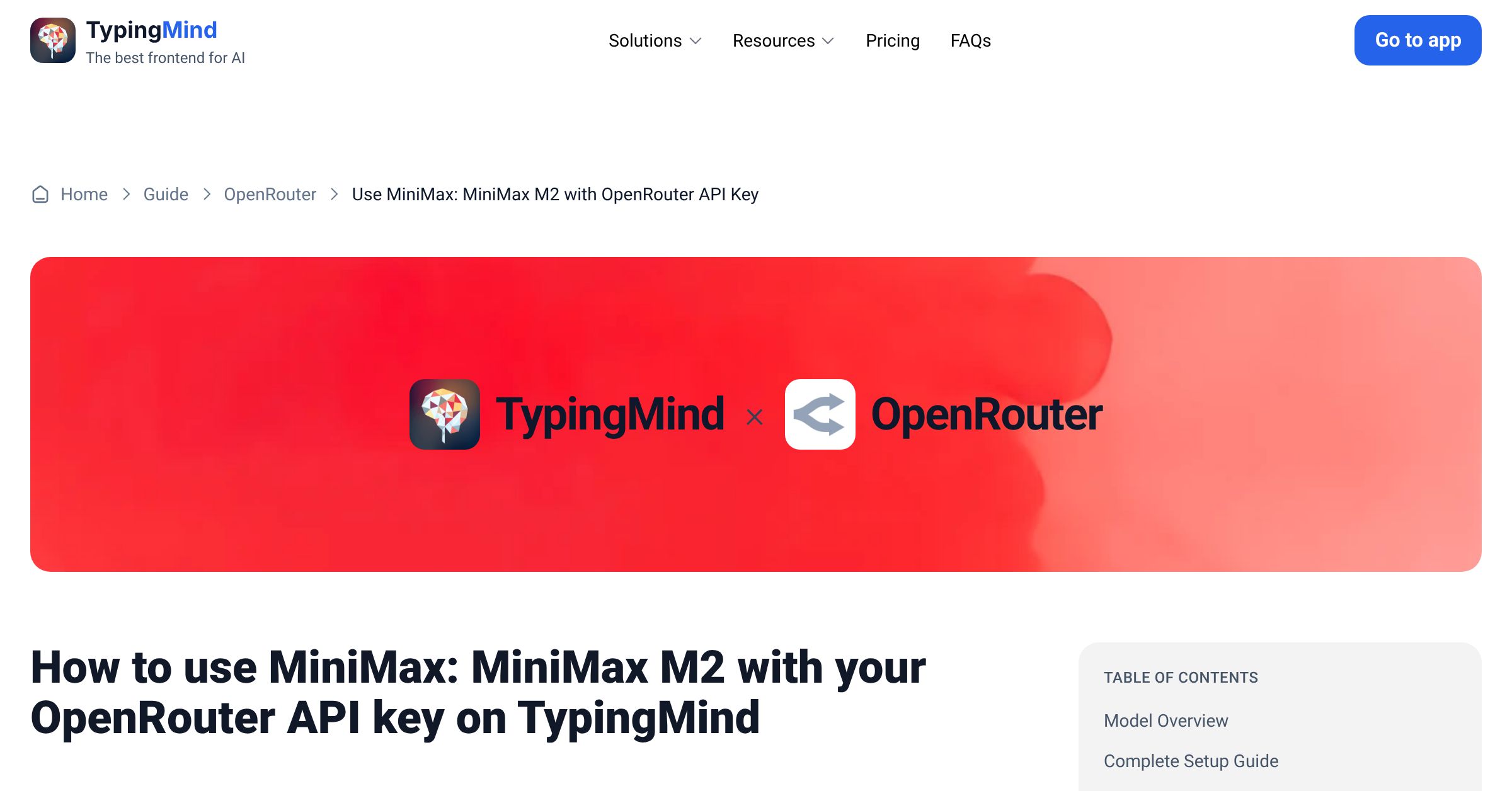 Access and Use MiniMax: MiniMax M2 via OpenRouter using API Key ...