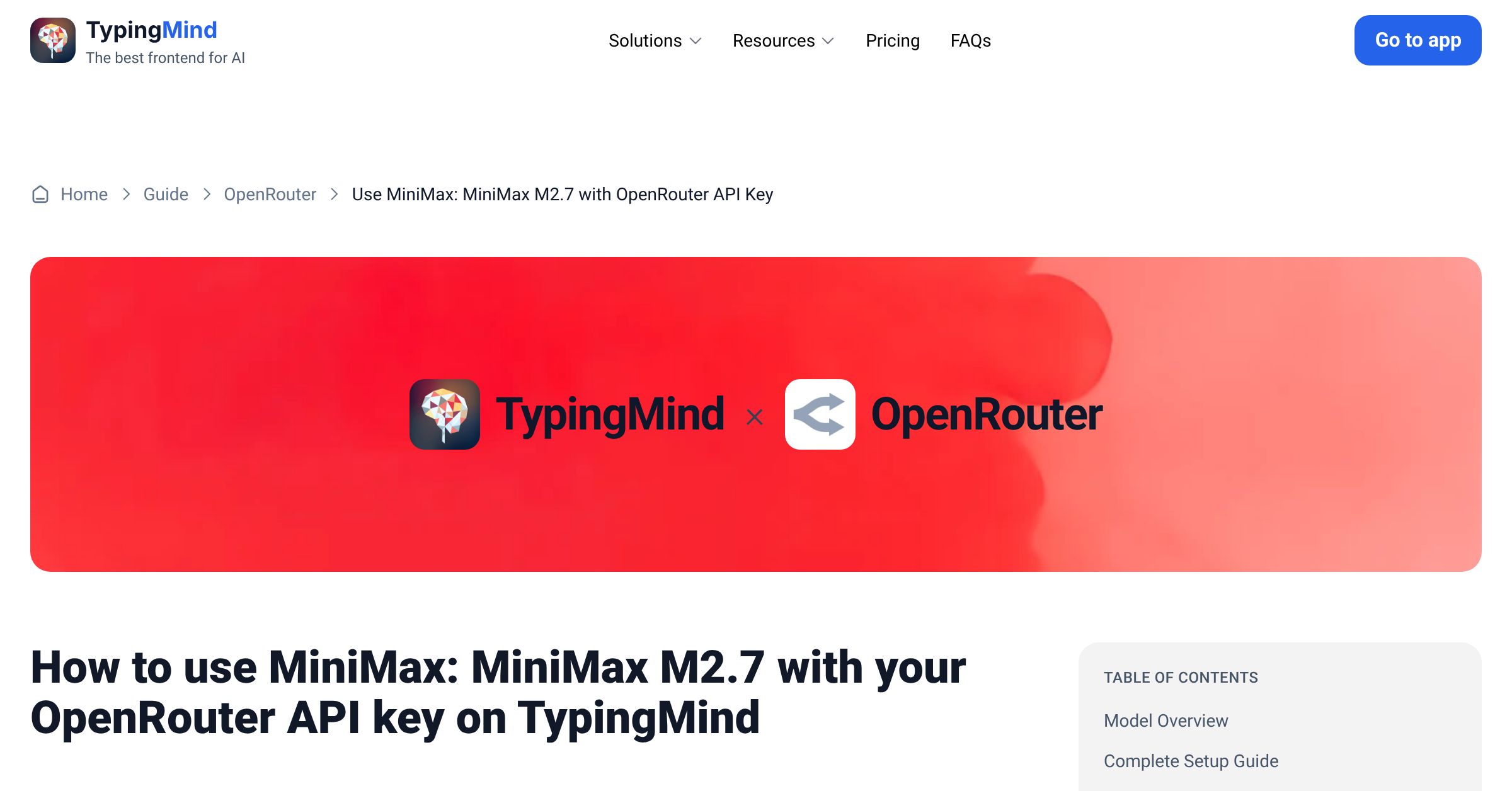 Access and Use MiniMax: MiniMax M2.7 via OpenRouter using API Key ...