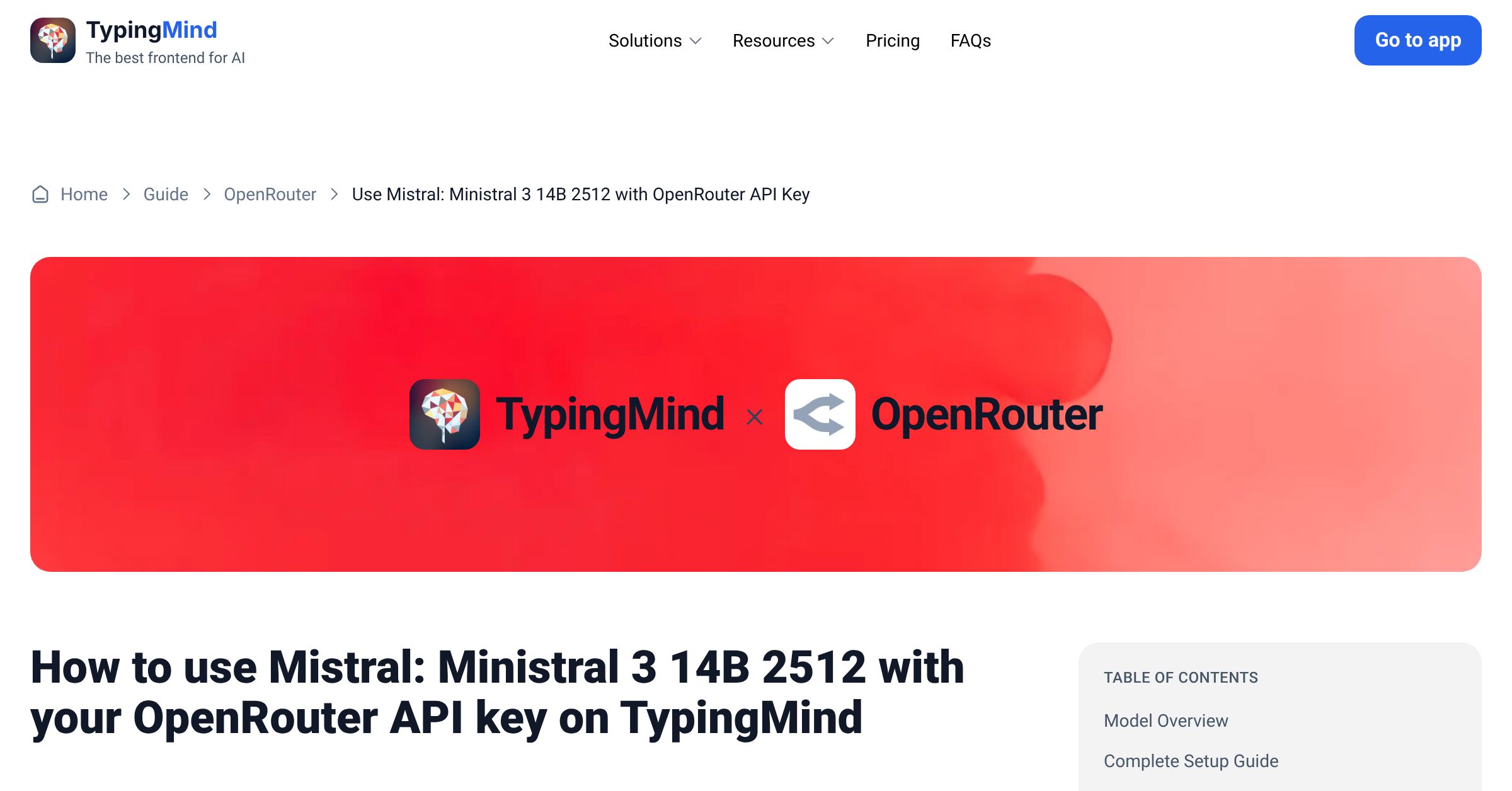 Access and Use Mistral: Ministral 3 14B 2512 via OpenRouter using API ...
