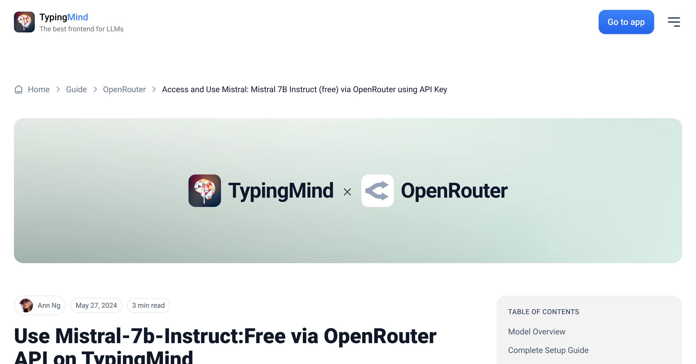 Access and Use Mistral: Mistral 7B Instruct (free) via OpenRouter using ...