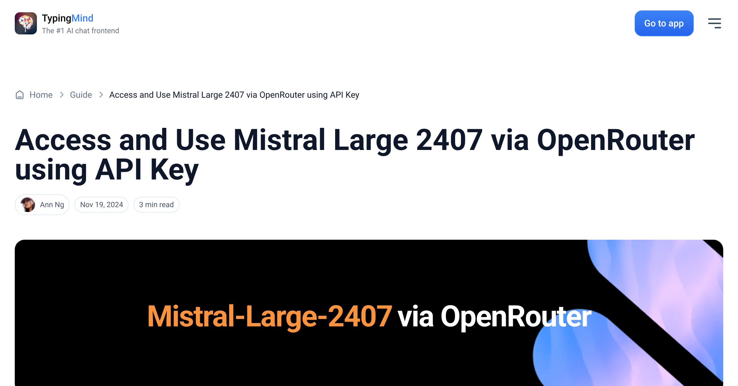 Cover image for Access Mistral Large 2407 via OpenRouter