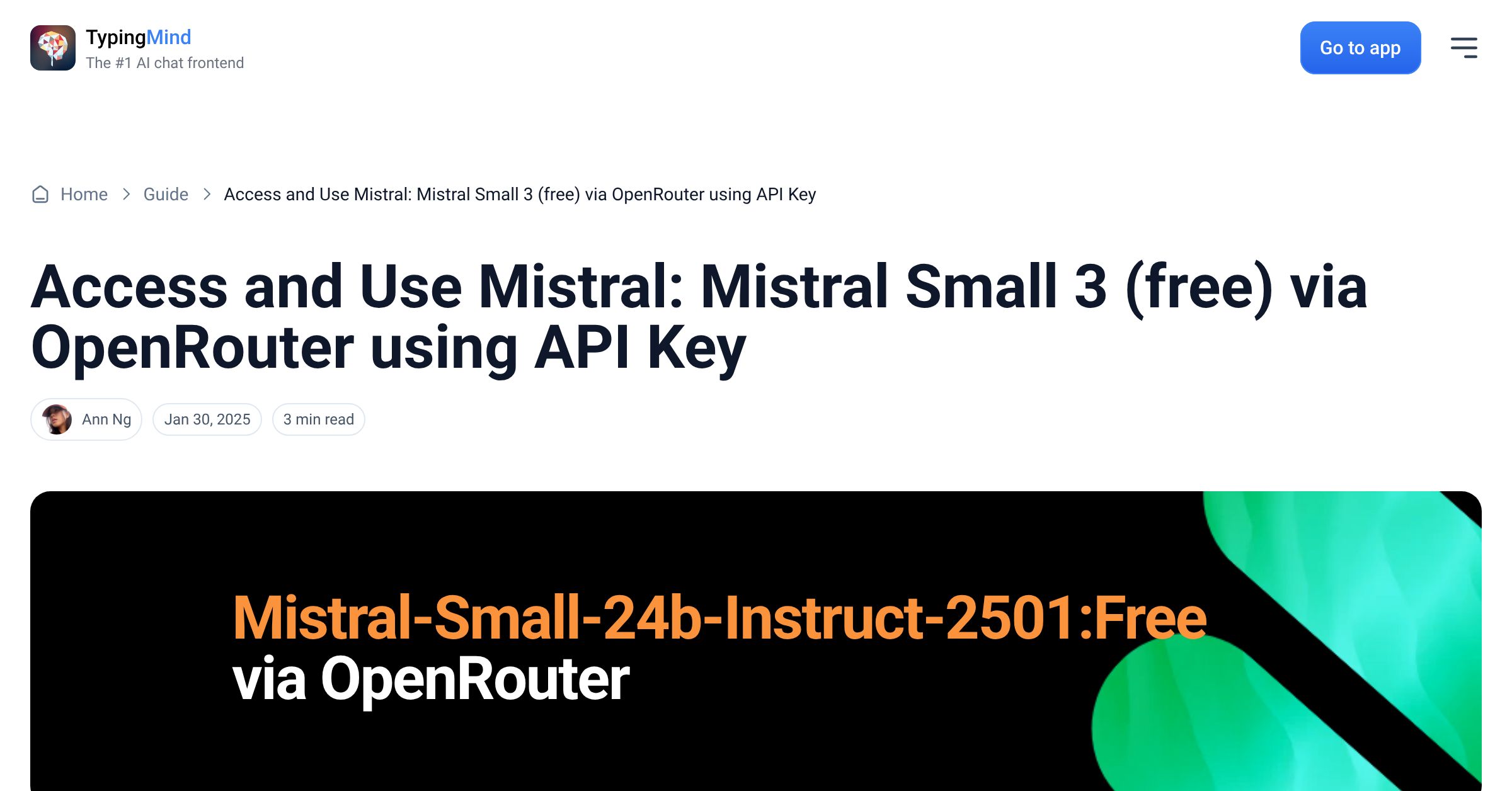 Cover image for Access Mistral: Mistral Small 3 (free) via OpenRouter