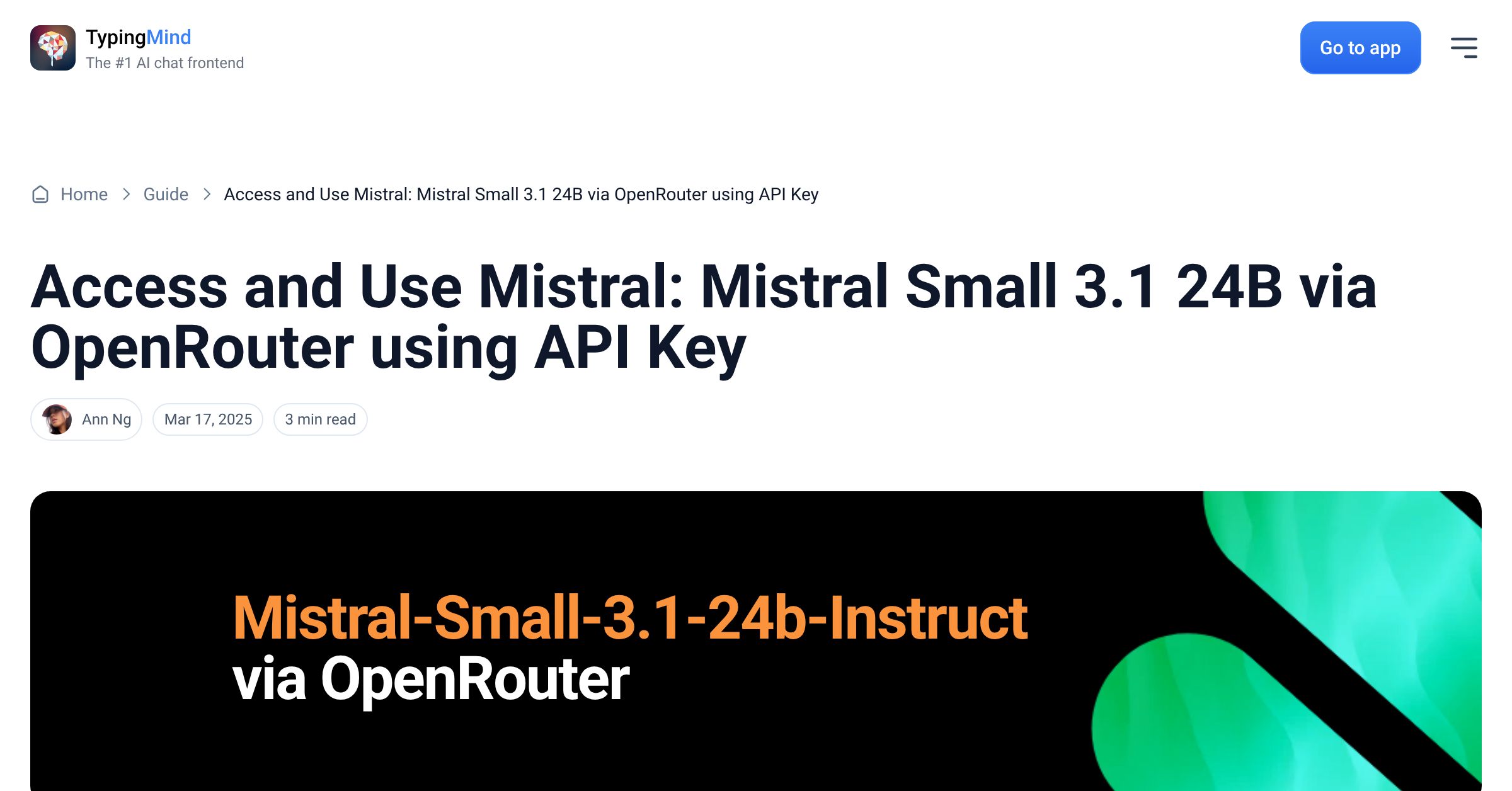 Cover image for Access Mistral: Mistral Small 3.1 24B via OpenRouter