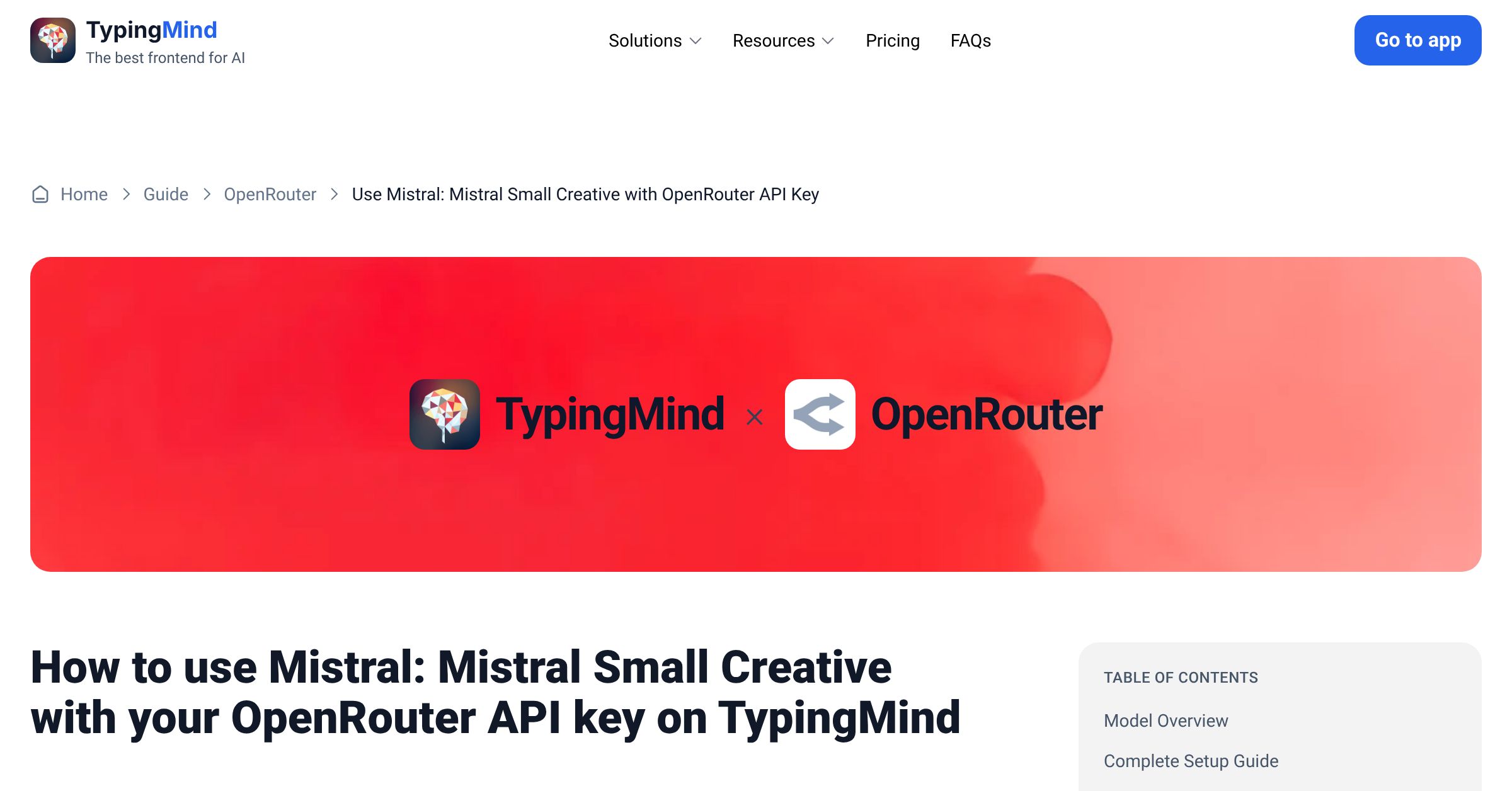 Access and Use Mistral: Mistral Small Creative via OpenRouter using API ...