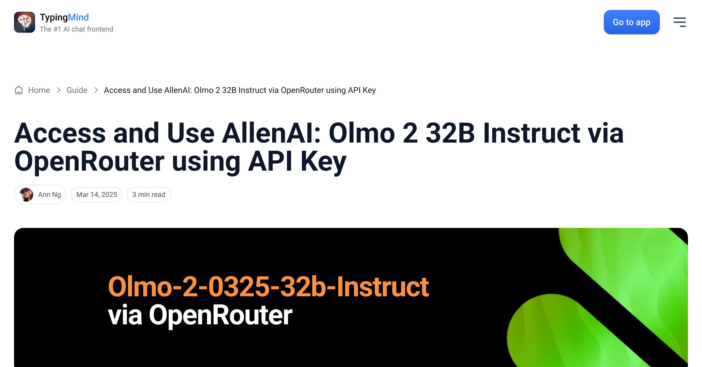 Cover image for Access AllenAI: Olmo 2 32B Instruct via OpenRouter