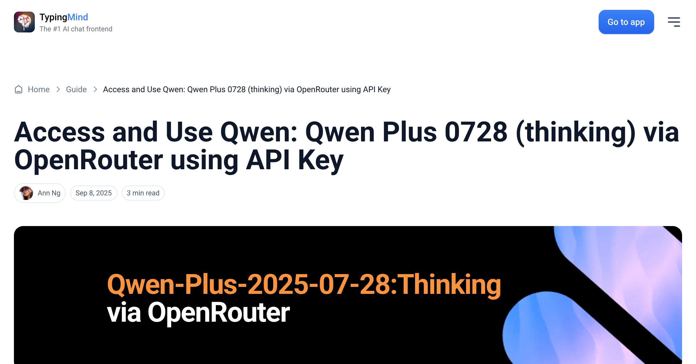 Cover image for Access Qwen: Qwen Plus 0728 (thinking) via OpenRouter
