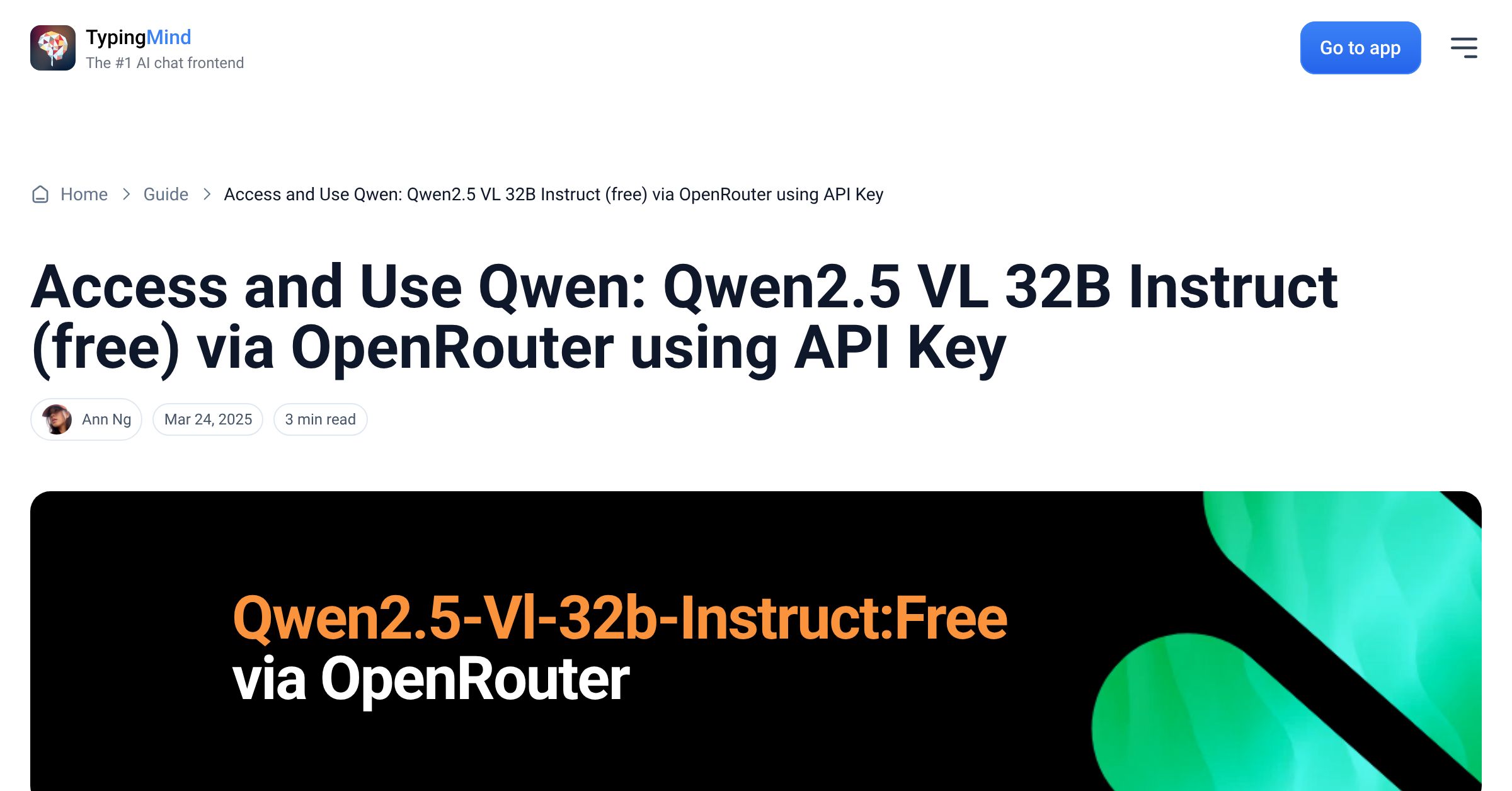 Cover image for Access Qwen: Qwen2.5 VL 32B Instruct (free) via OpenRouter