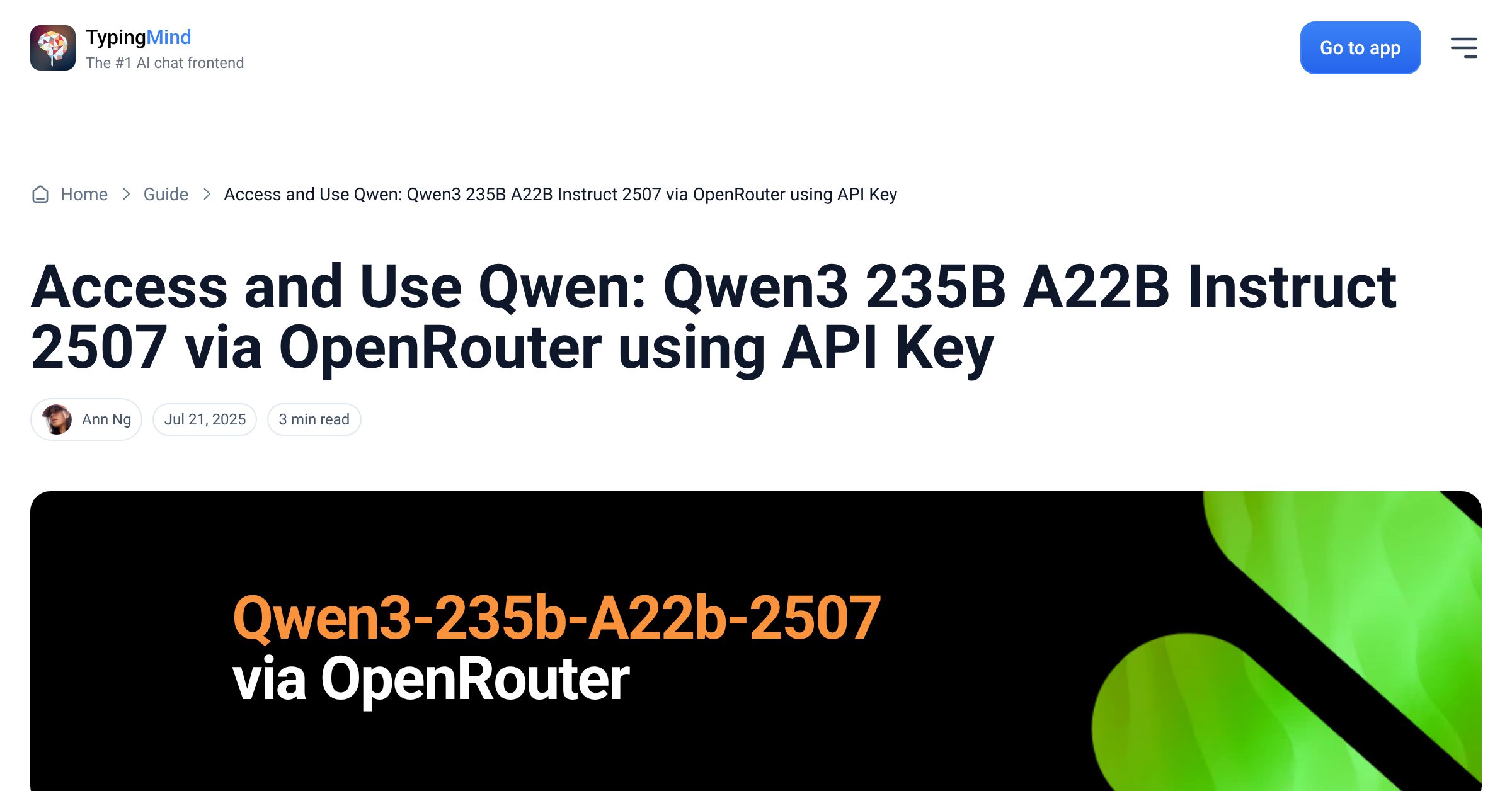 Cover image for Access Qwen: Qwen3 235B A22B Instruct 2507 via OpenRouter