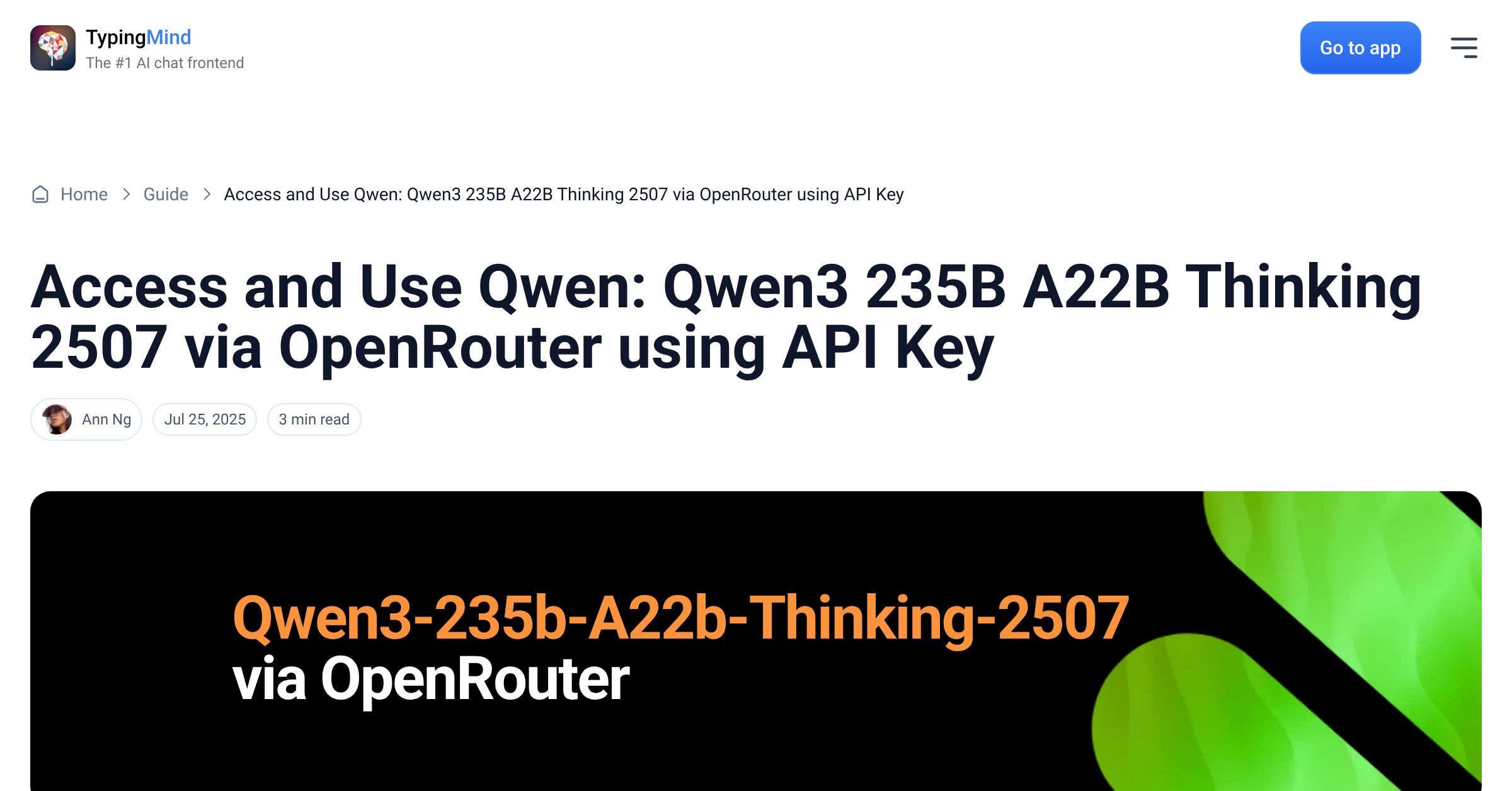 Cover image for Access Qwen: Qwen3 235B A22B Thinking 2507 via OpenRouter