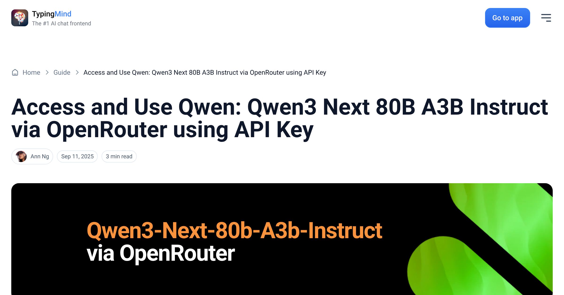 Cover image for Access Qwen: Qwen3 Next 80B A3B Instruct via OpenRouter