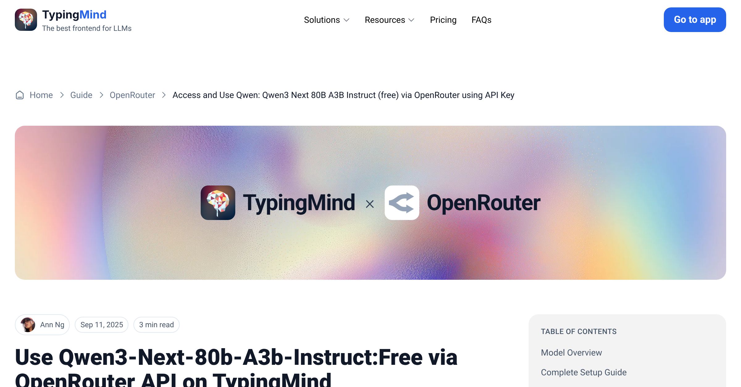 Access and Use Qwen: Qwen3 Next 80B A3B Instruct (free) via OpenRouter ...