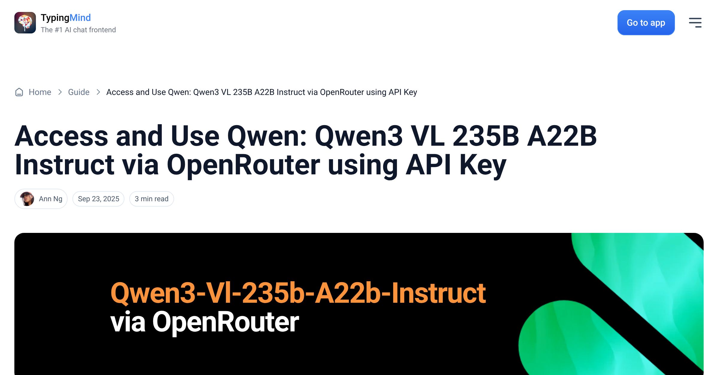 Cover image for Access Qwen: Qwen3 VL 235B A22B Instruct via OpenRouter