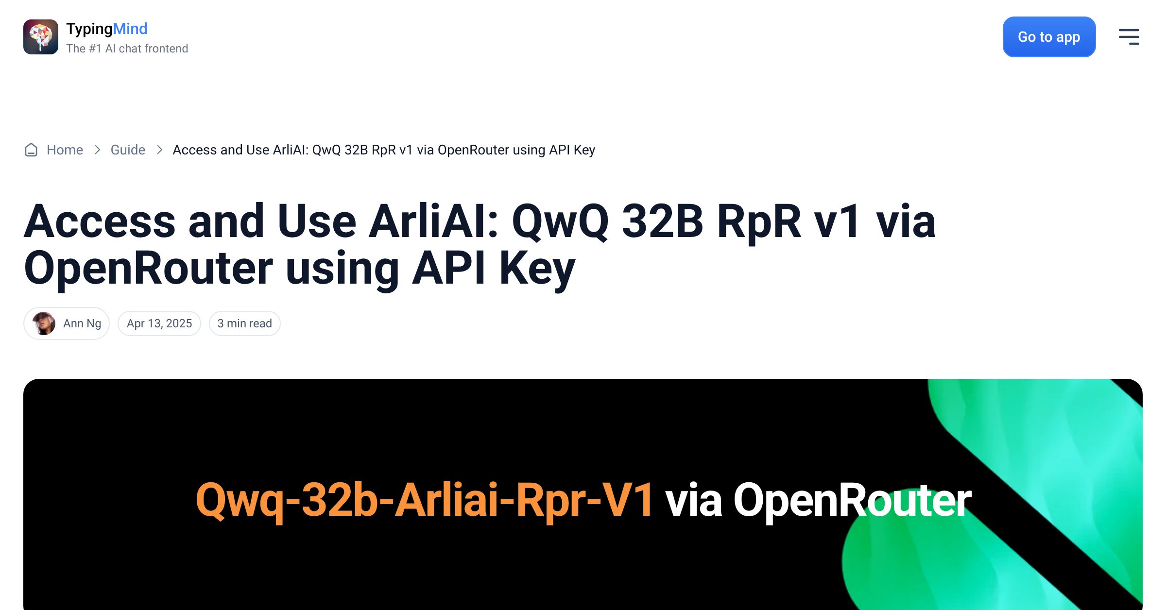 Cover image for Access ArliAI: QwQ 32B RpR v1 via OpenRouter