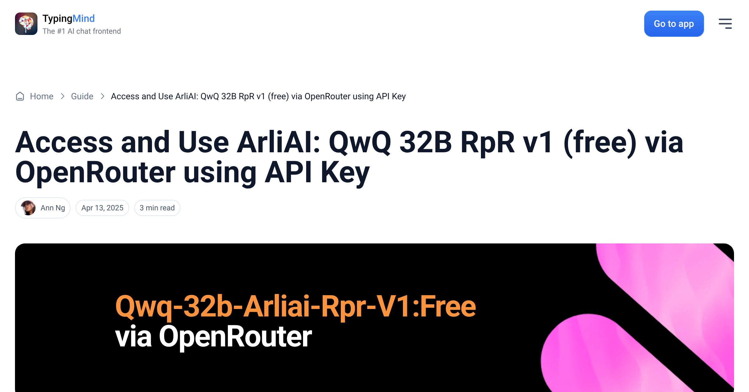 Cover image for Access ArliAI: QwQ 32B RpR v1 (free) via OpenRouter