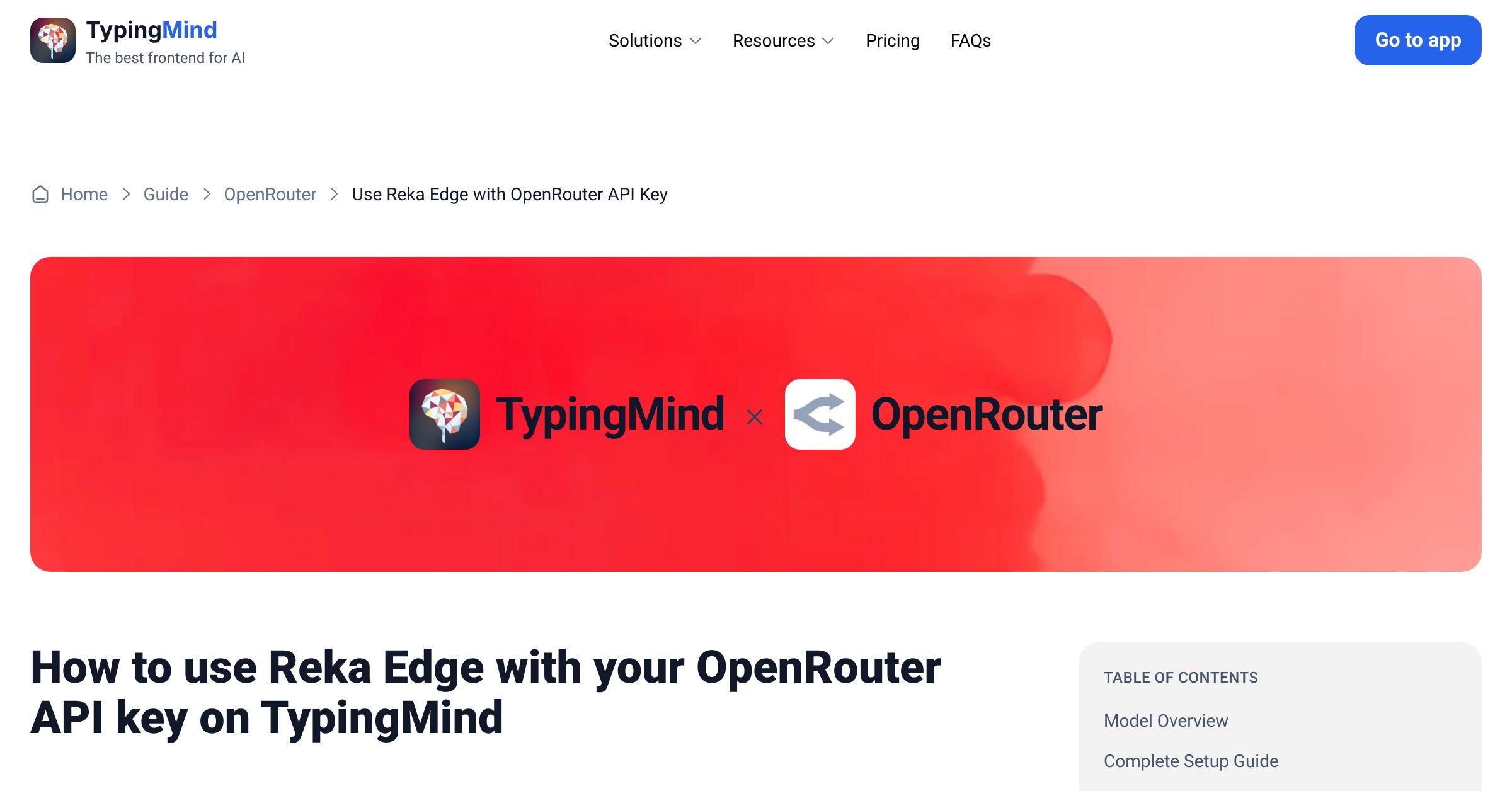 Access and Use Reka Edge via OpenRouter using API Key | TypingMind