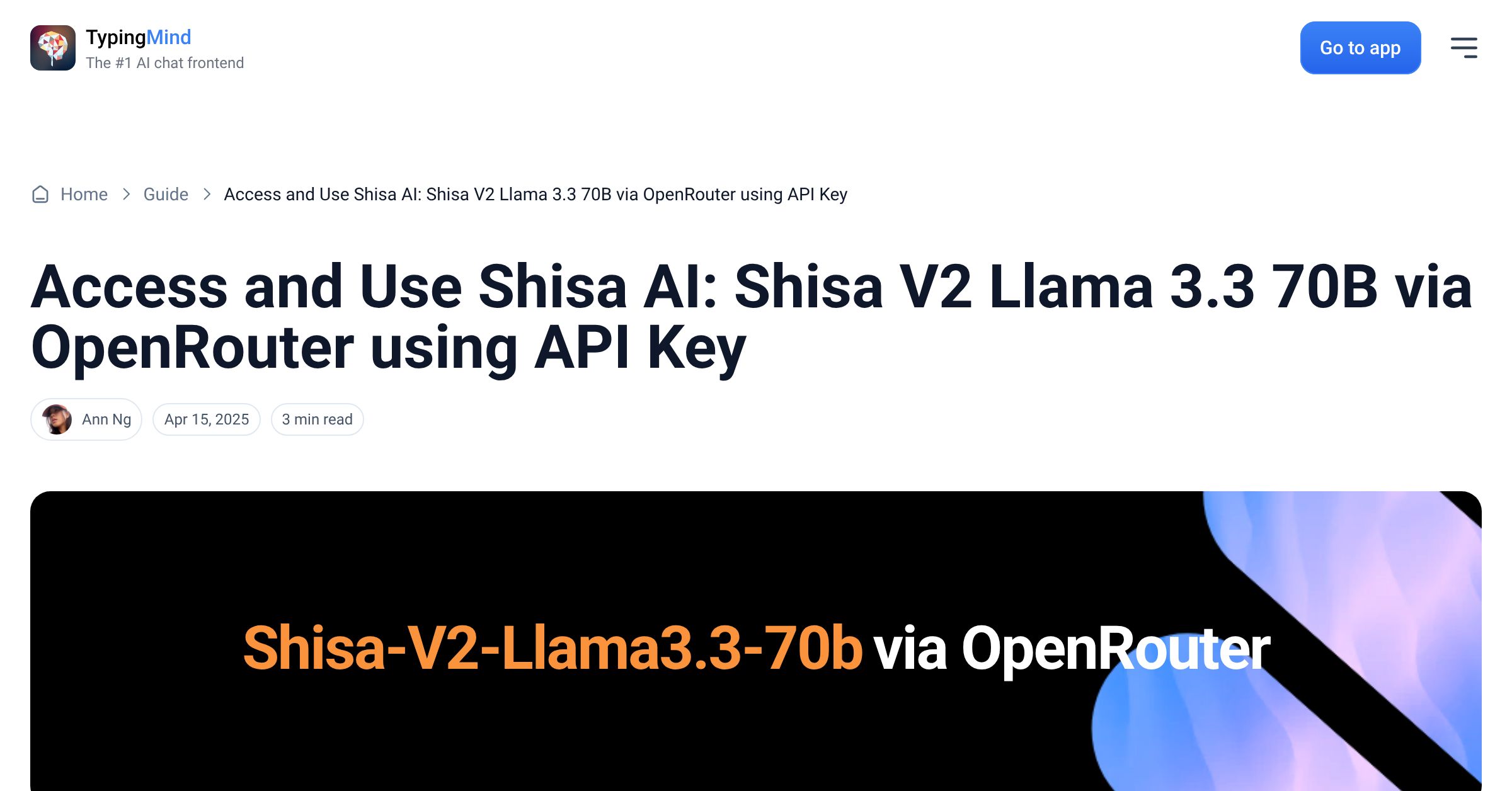 Cover image for Access Shisa AI: Shisa V2 Llama 3.3 70B  via OpenRouter