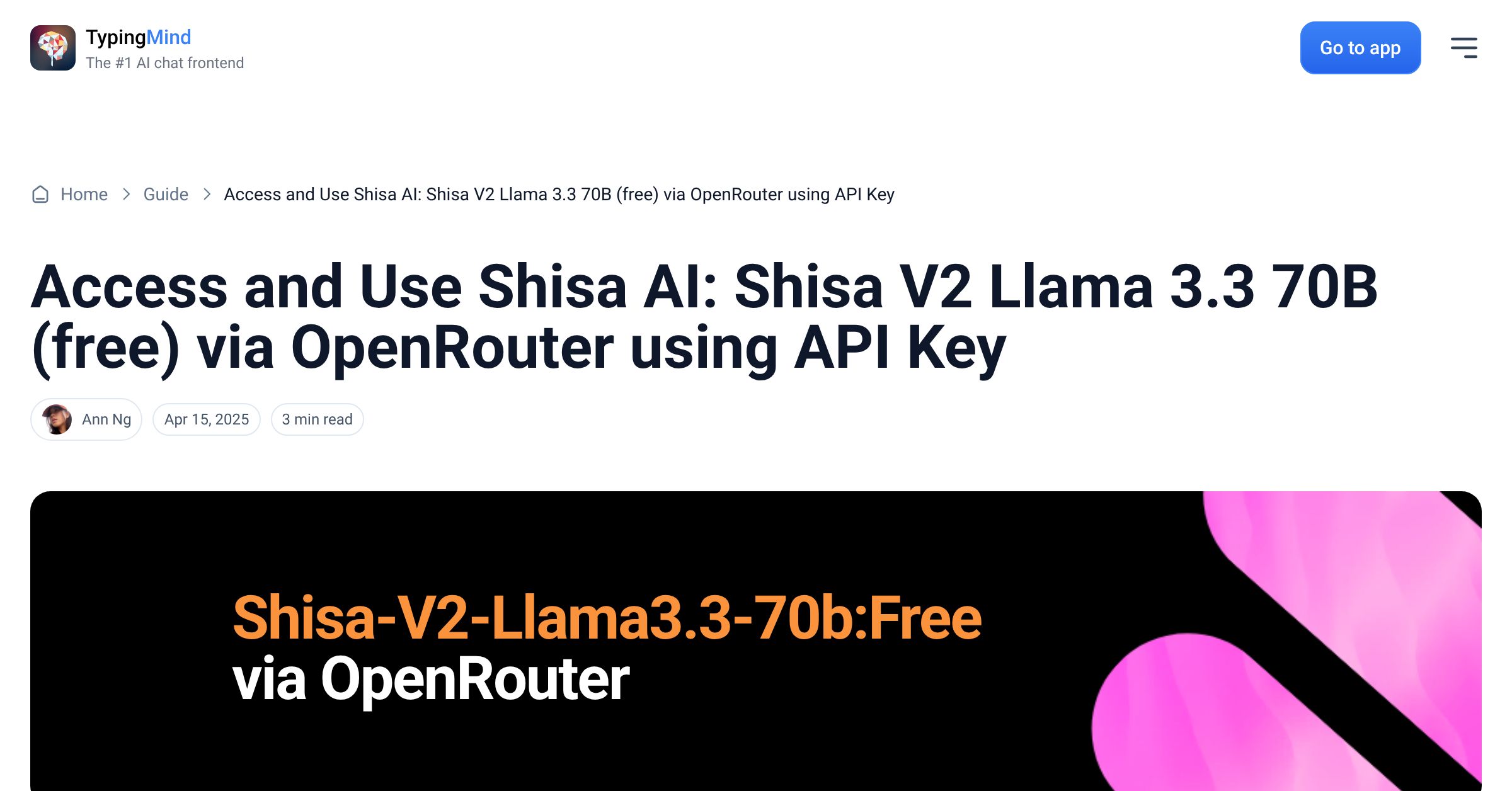 Cover image for Access Shisa AI: Shisa V2 Llama 3.3 70B  (free) via OpenRouter