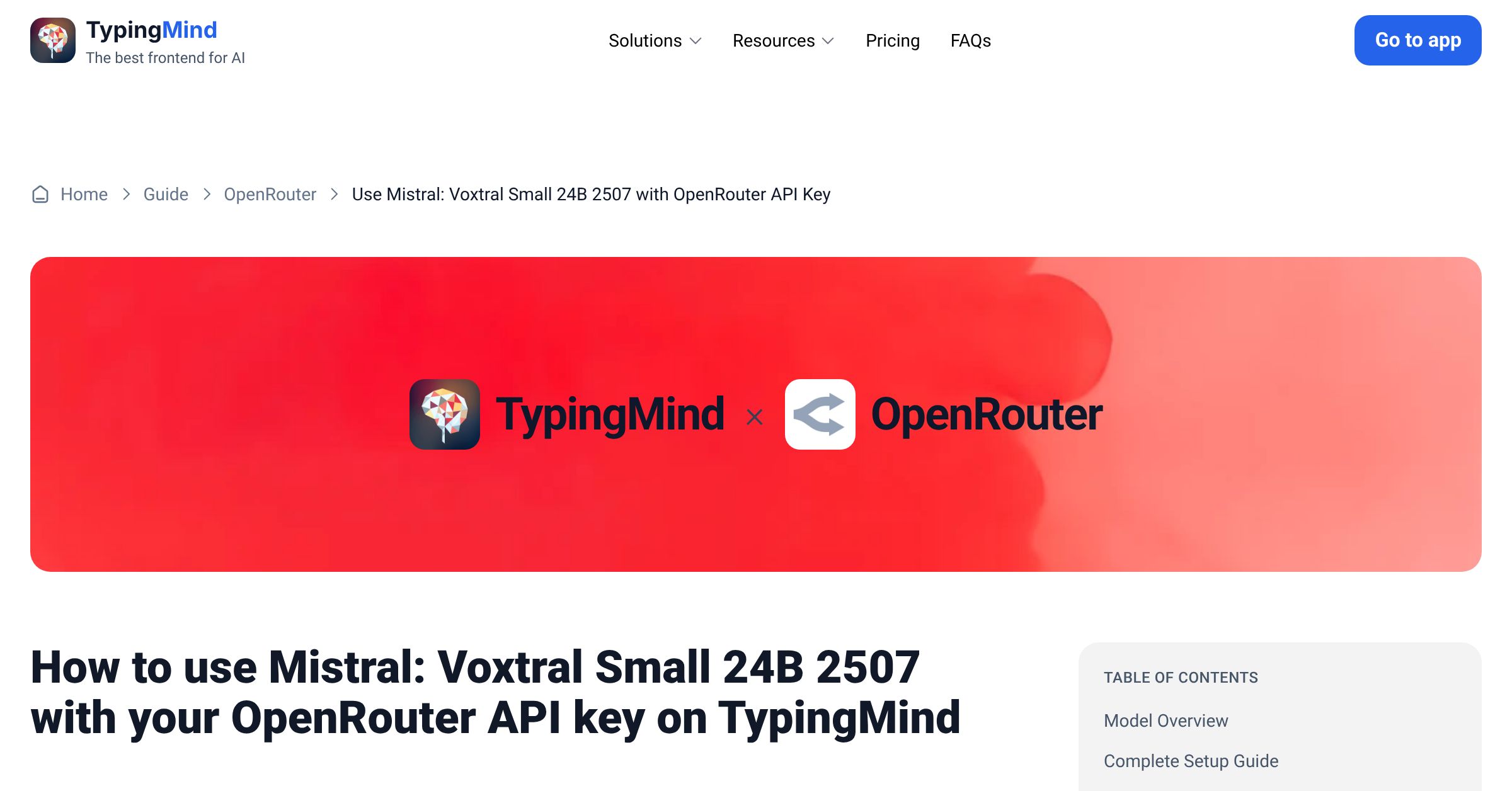 Access and Use Mistral: Voxtral Small 24B 2507 via OpenRouter using API ...