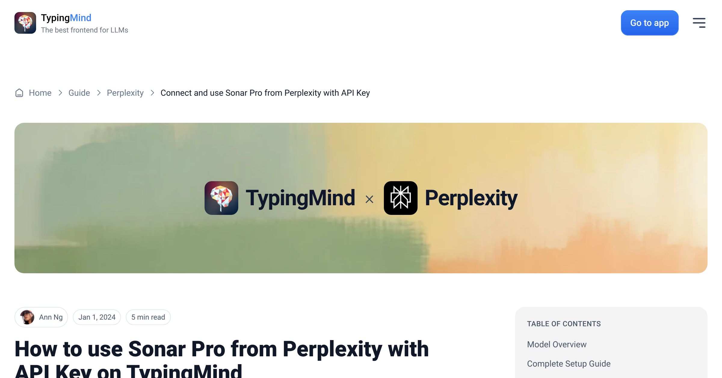 Connect and use Sonar Pro from Perplexity with API Key | TypingMind