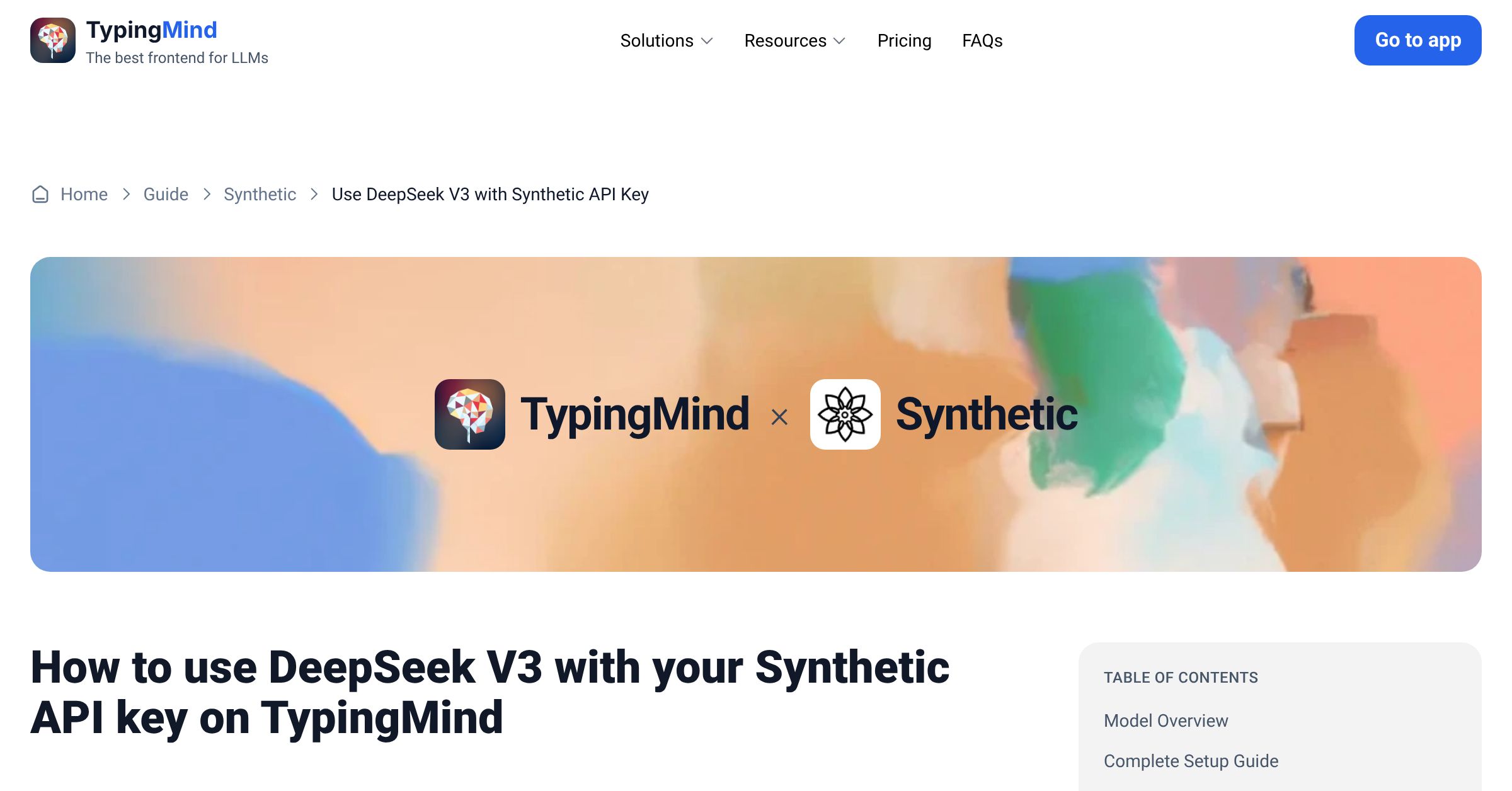 Connect and use DeepSeek V3 from Synthetic with API Key | TypingMind