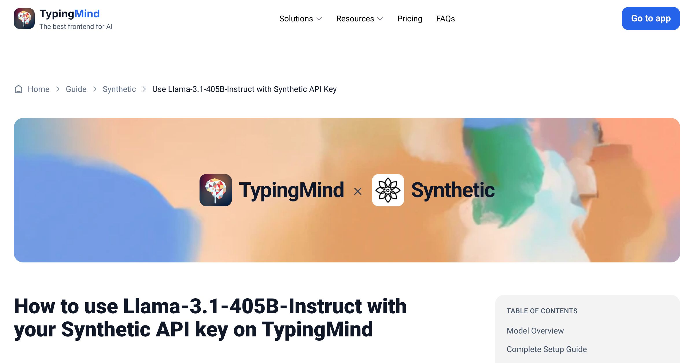 Connect and use Llama-3.1-405B-Instruct from Synthetic with API Key ...