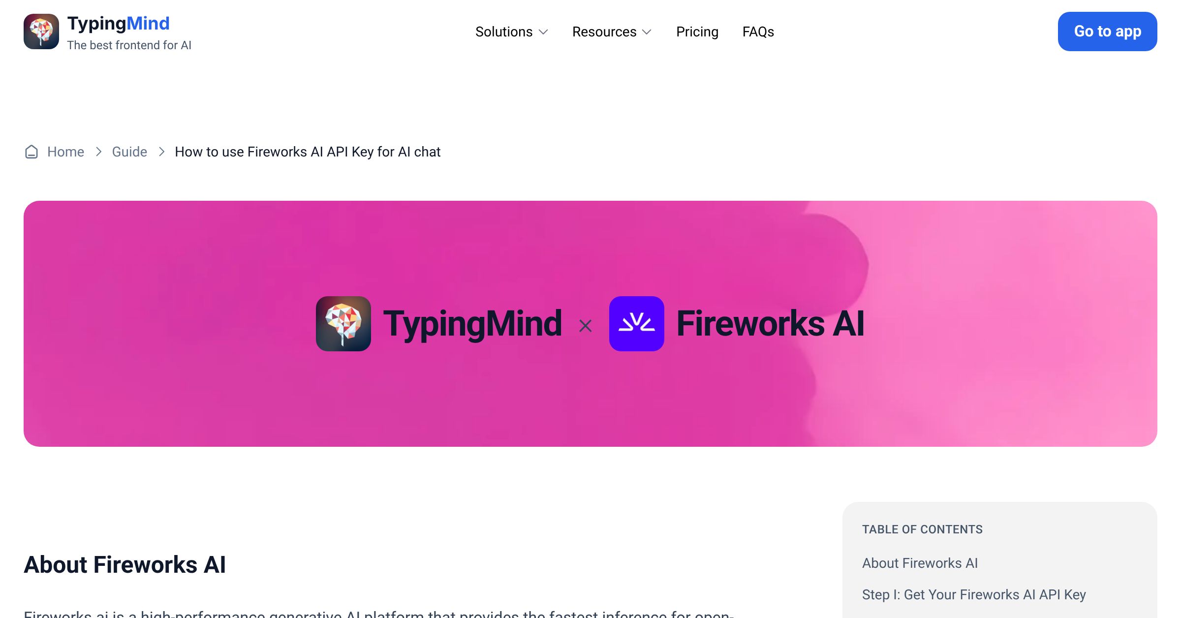 How to use Fireworks-AI API Key for AI chat | TypingMind