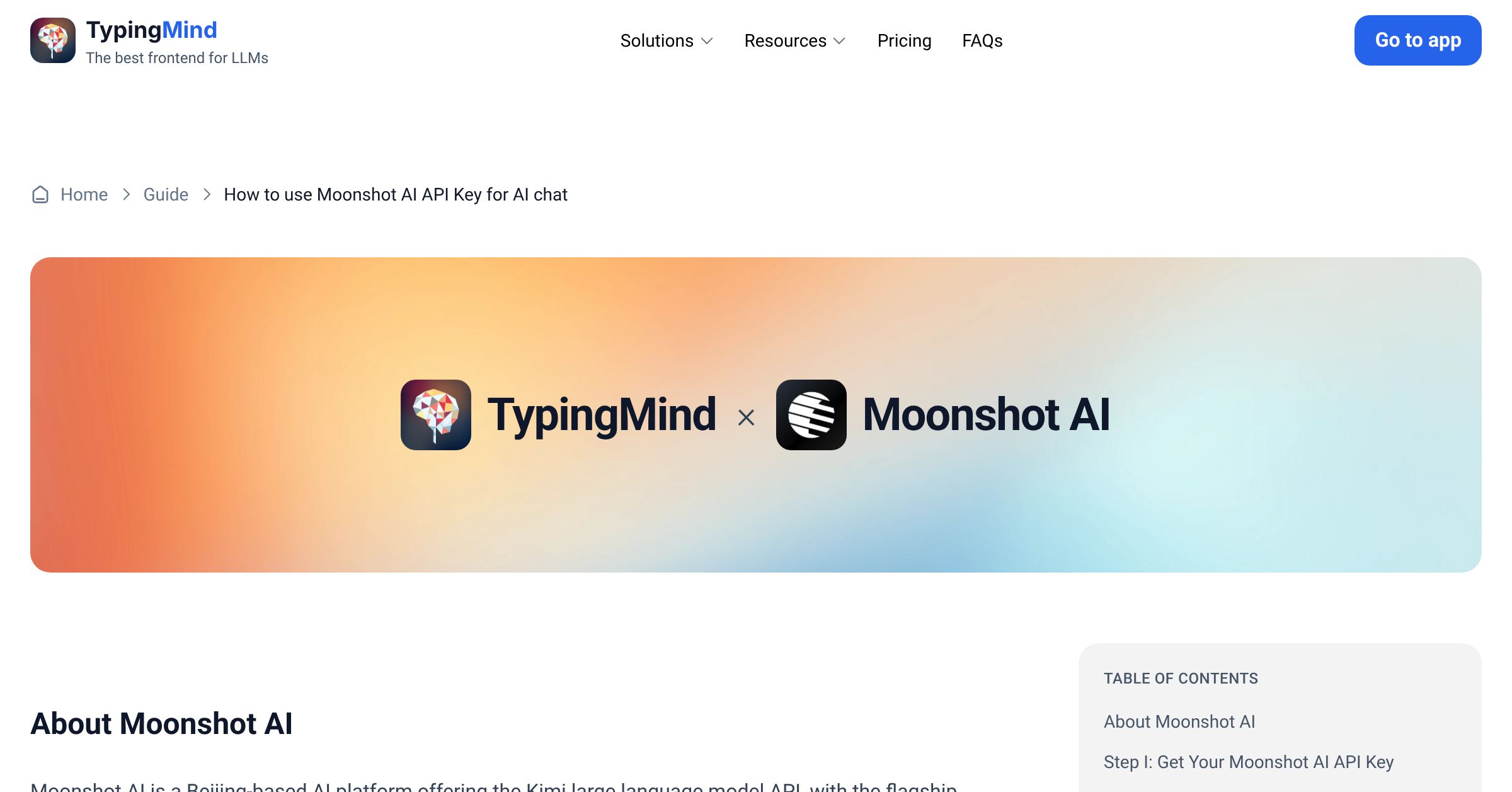 How to use MoonshotAI API Key for AI chat | TypingMind
