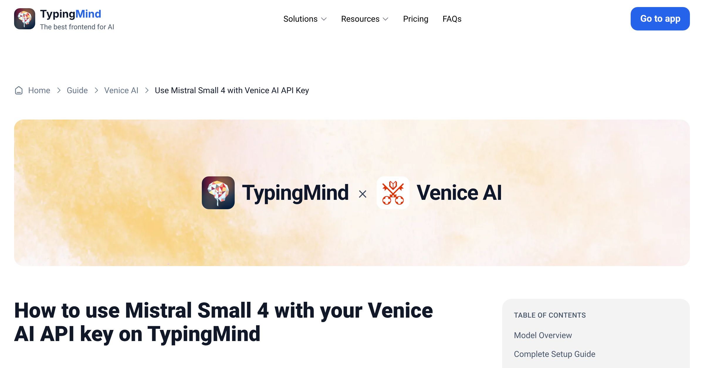 Connect and use Mistral Small 4 from Venice AI with API Key | TypingMind
