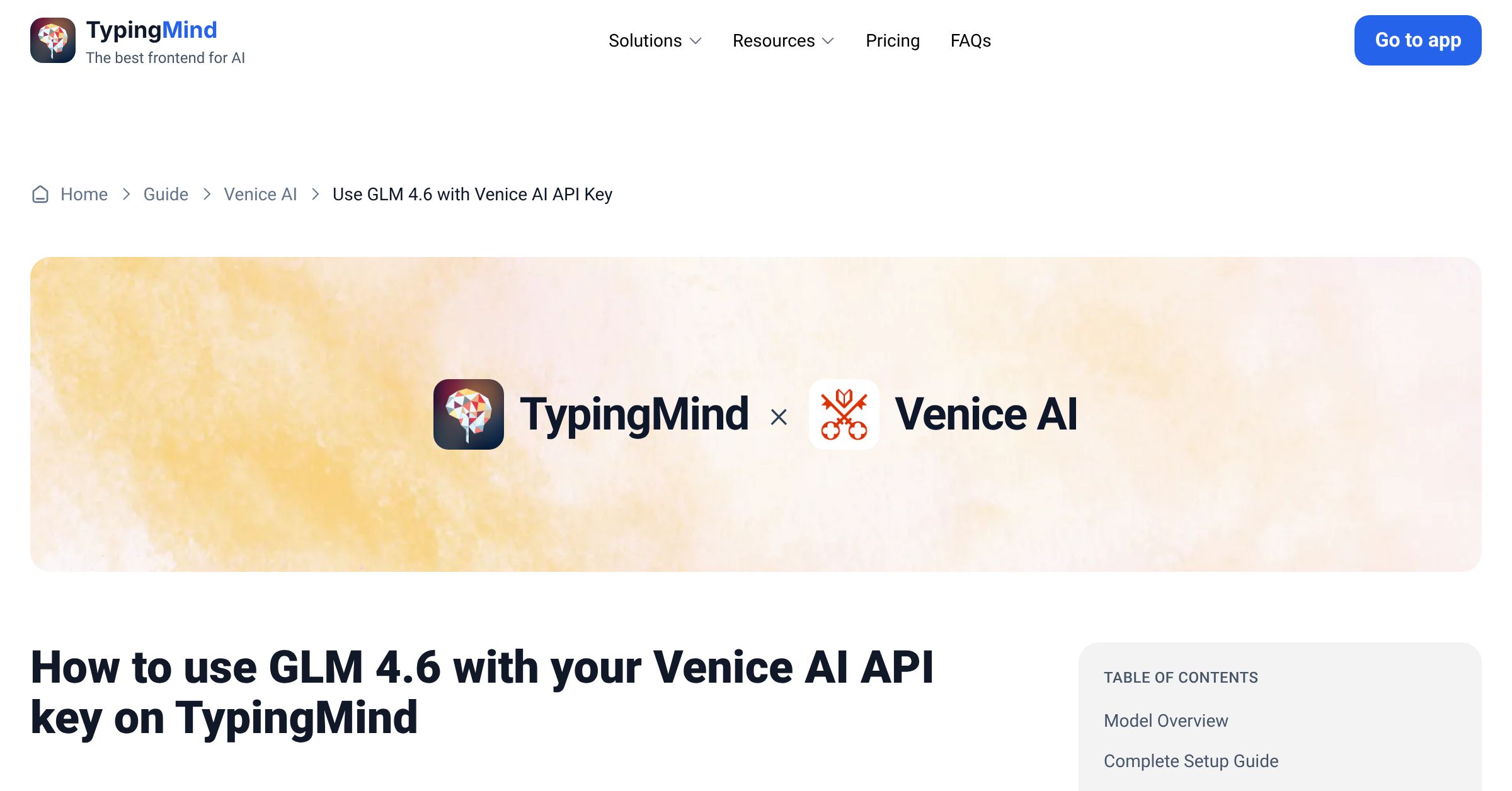 Connect and use GLM 4.6 from Venice AI with API Key | TypingMind