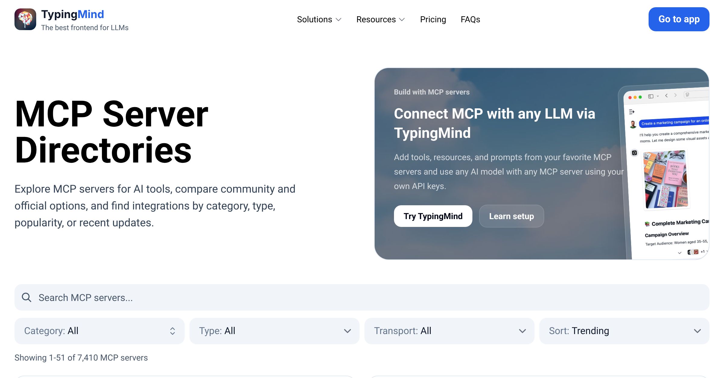 MCP Server Directories | TypingMind